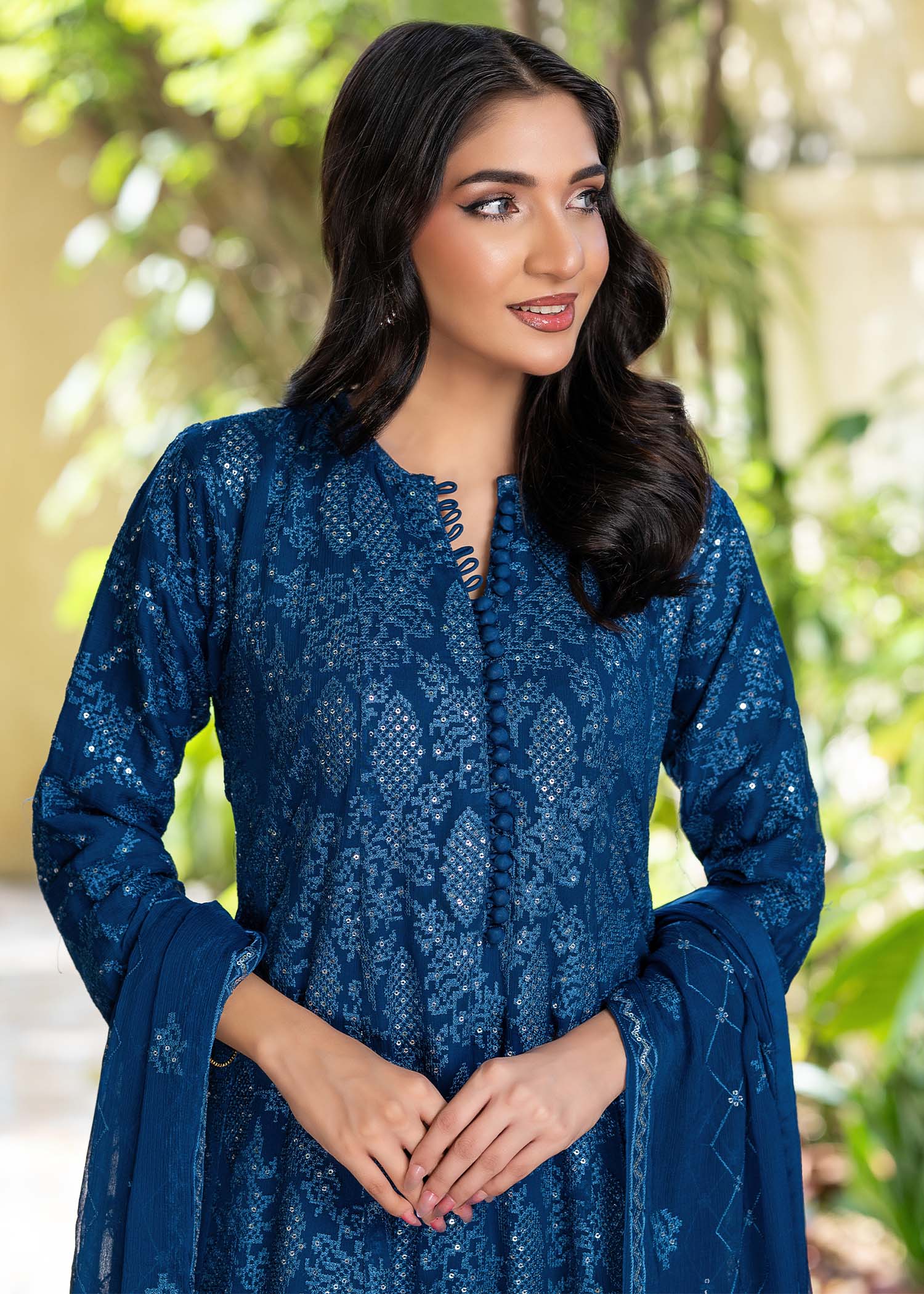 chiffon Pishwas in Royal blue