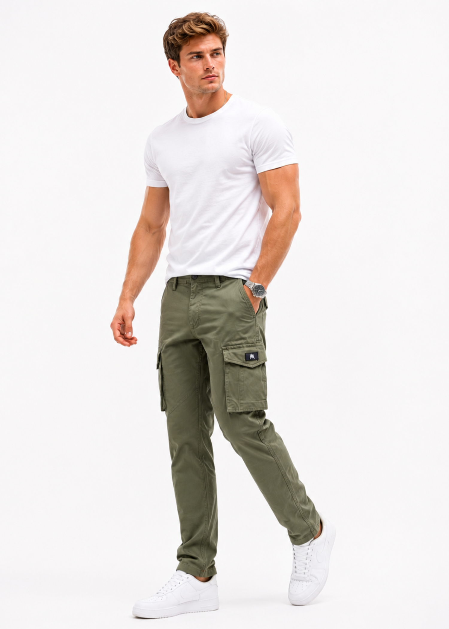 twill cotton Pants in Olive green by Xtramile Official