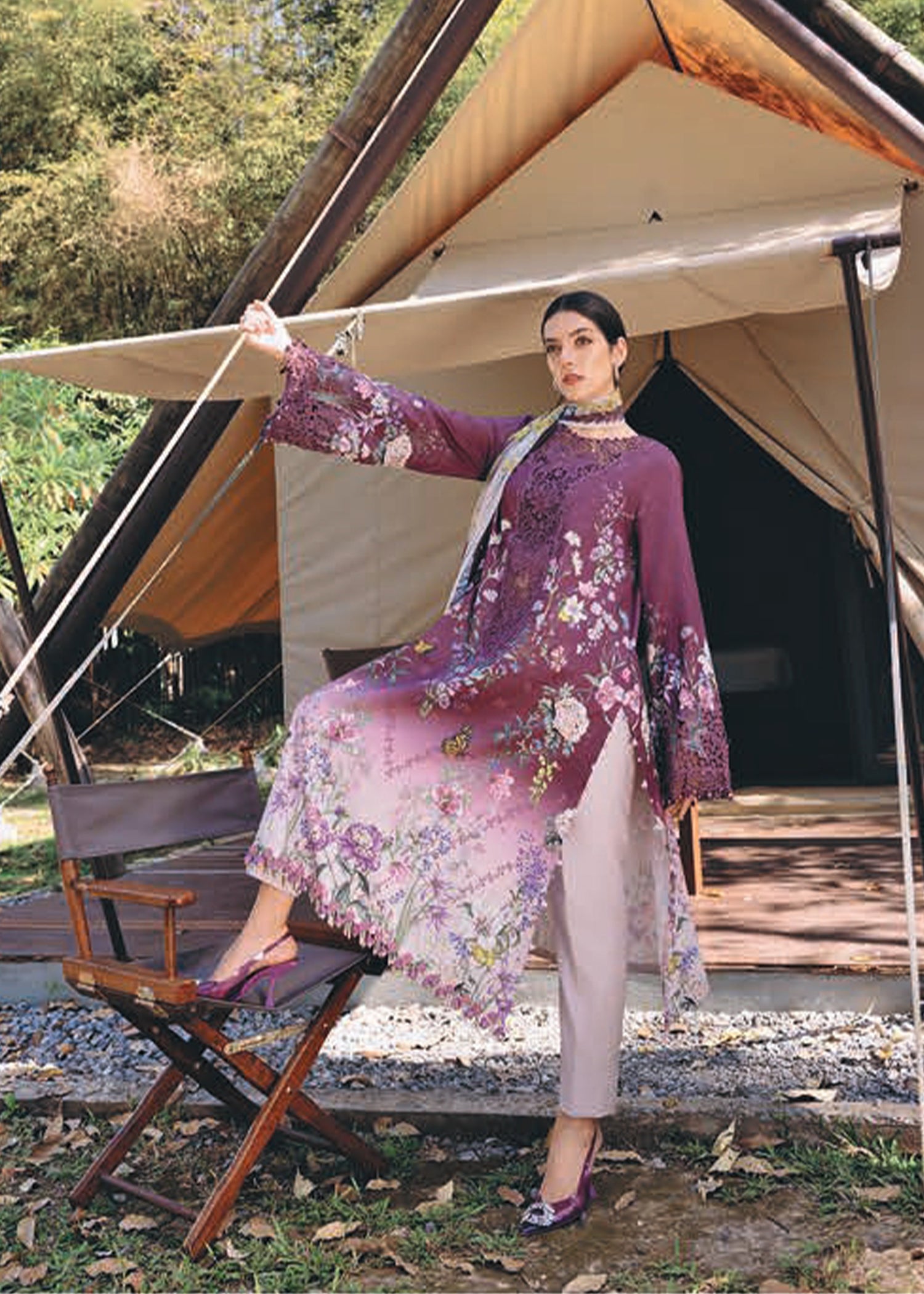 lawn Unstitched in Plum