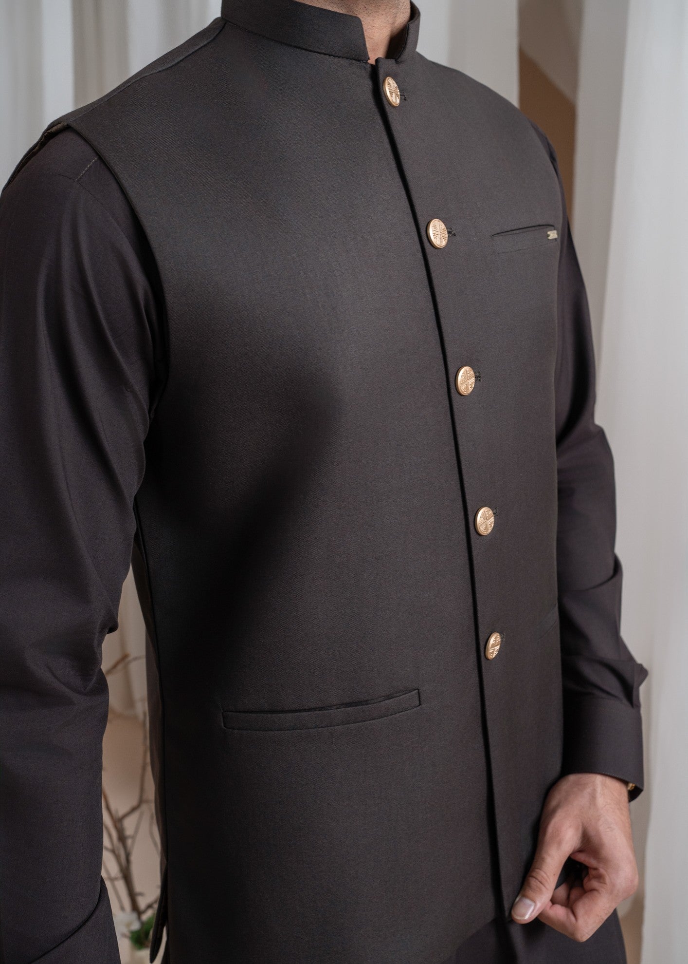 suiting Waistcoat in Dark brown by Muraqsh