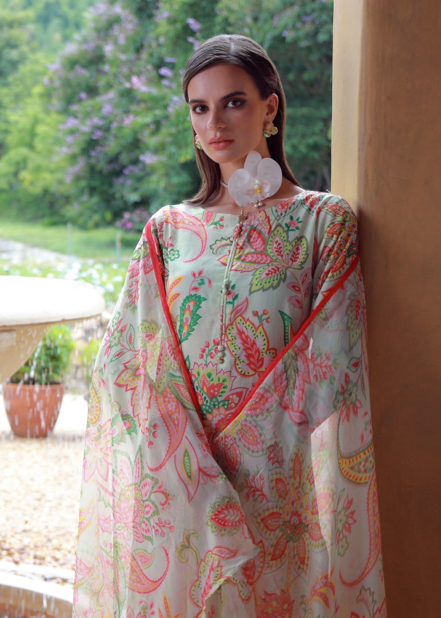 lawn Sharara in Mint green