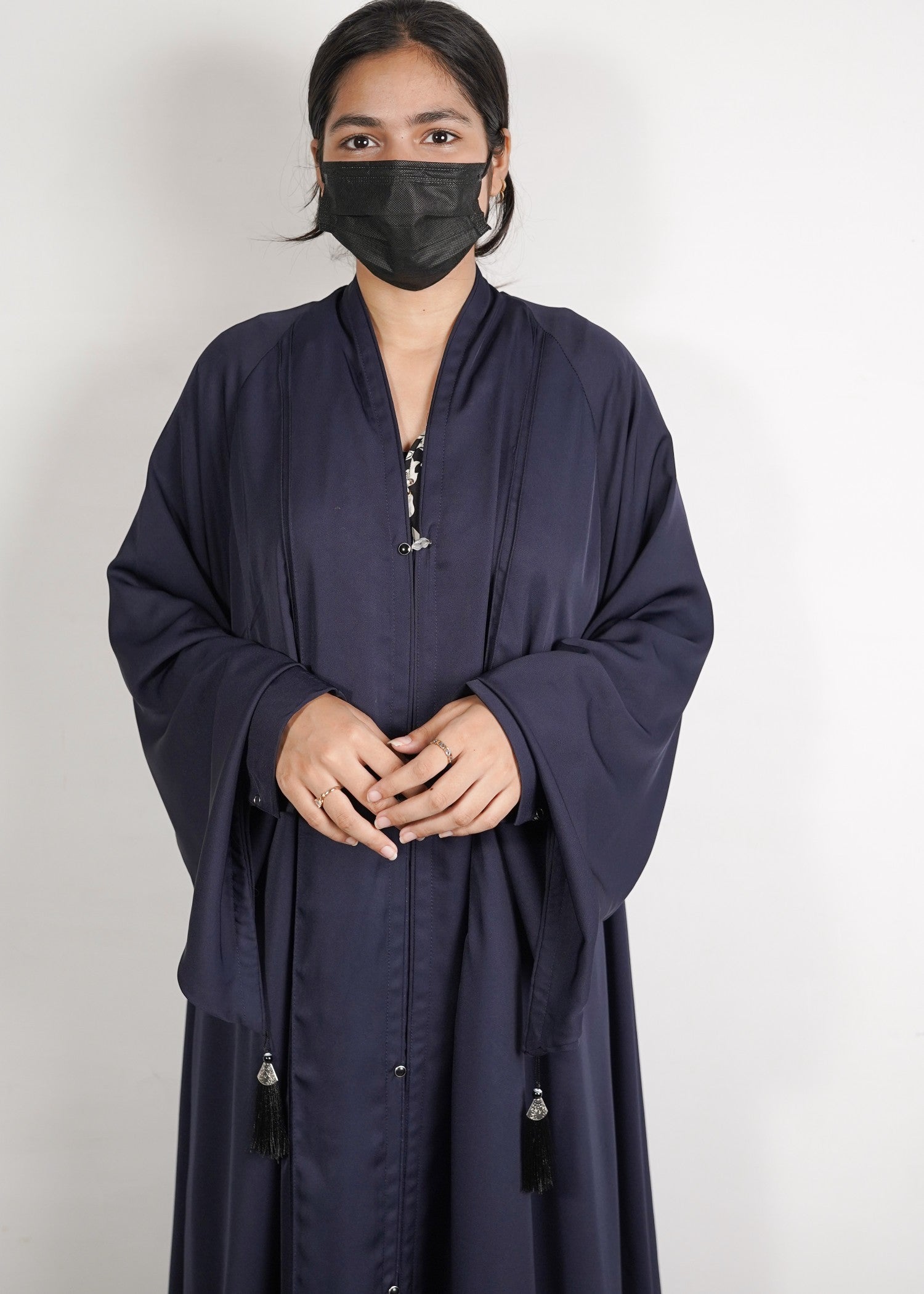 georgette silk Abaya in Navy blue