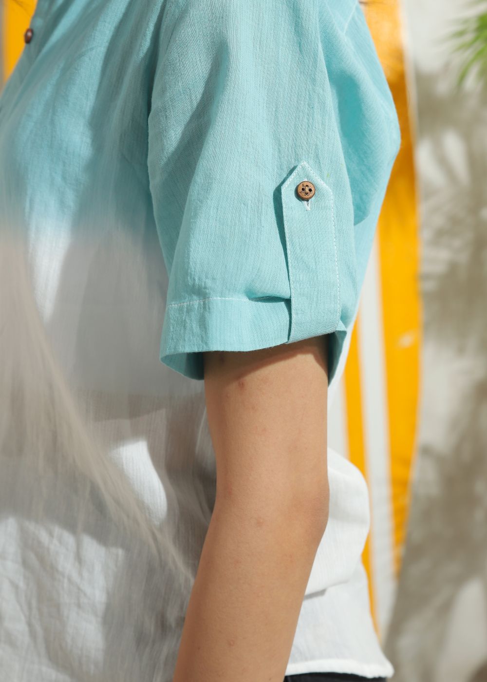 cotton Top in Teal, white