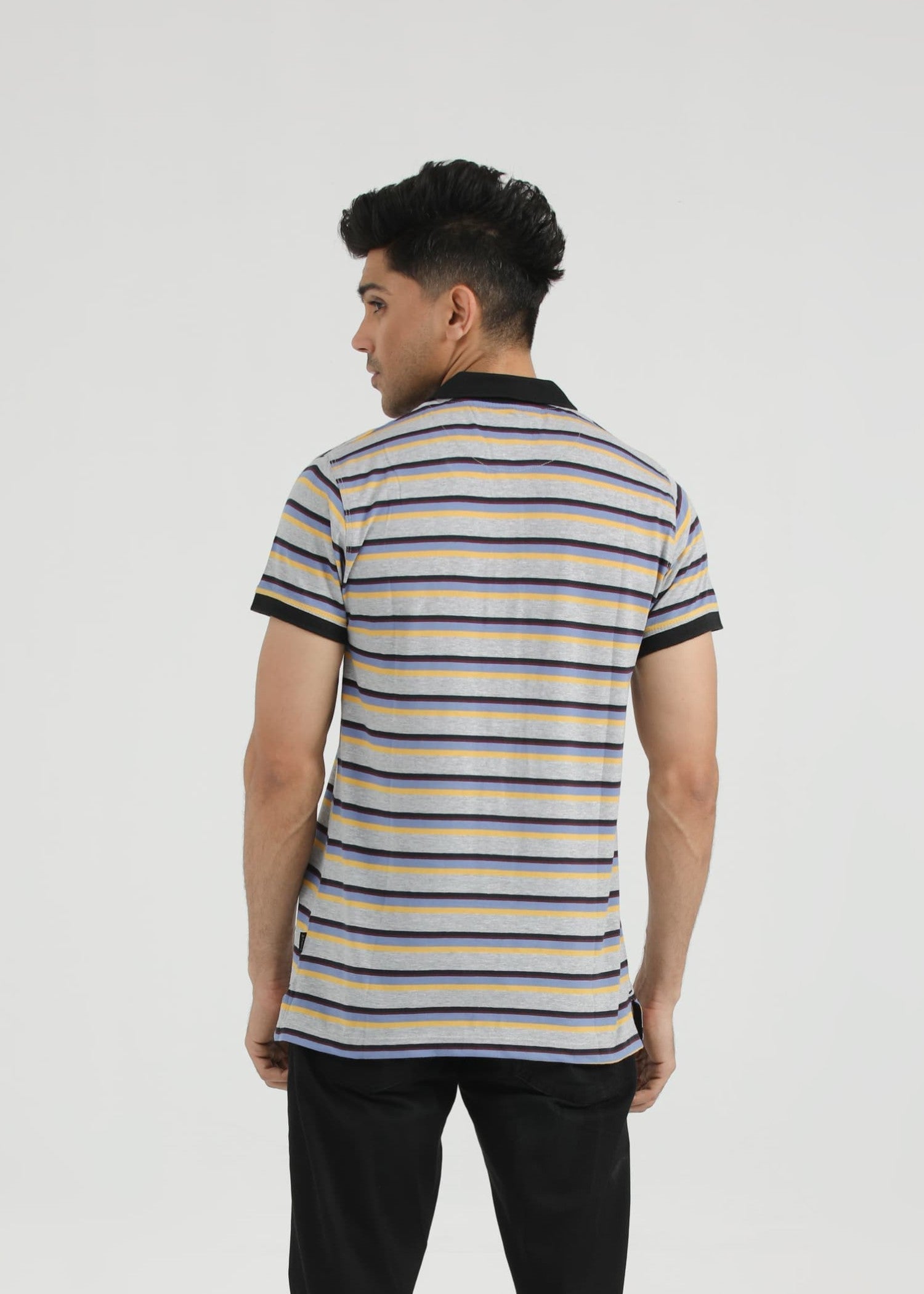 single jersey knit Polo Shirt in Grey