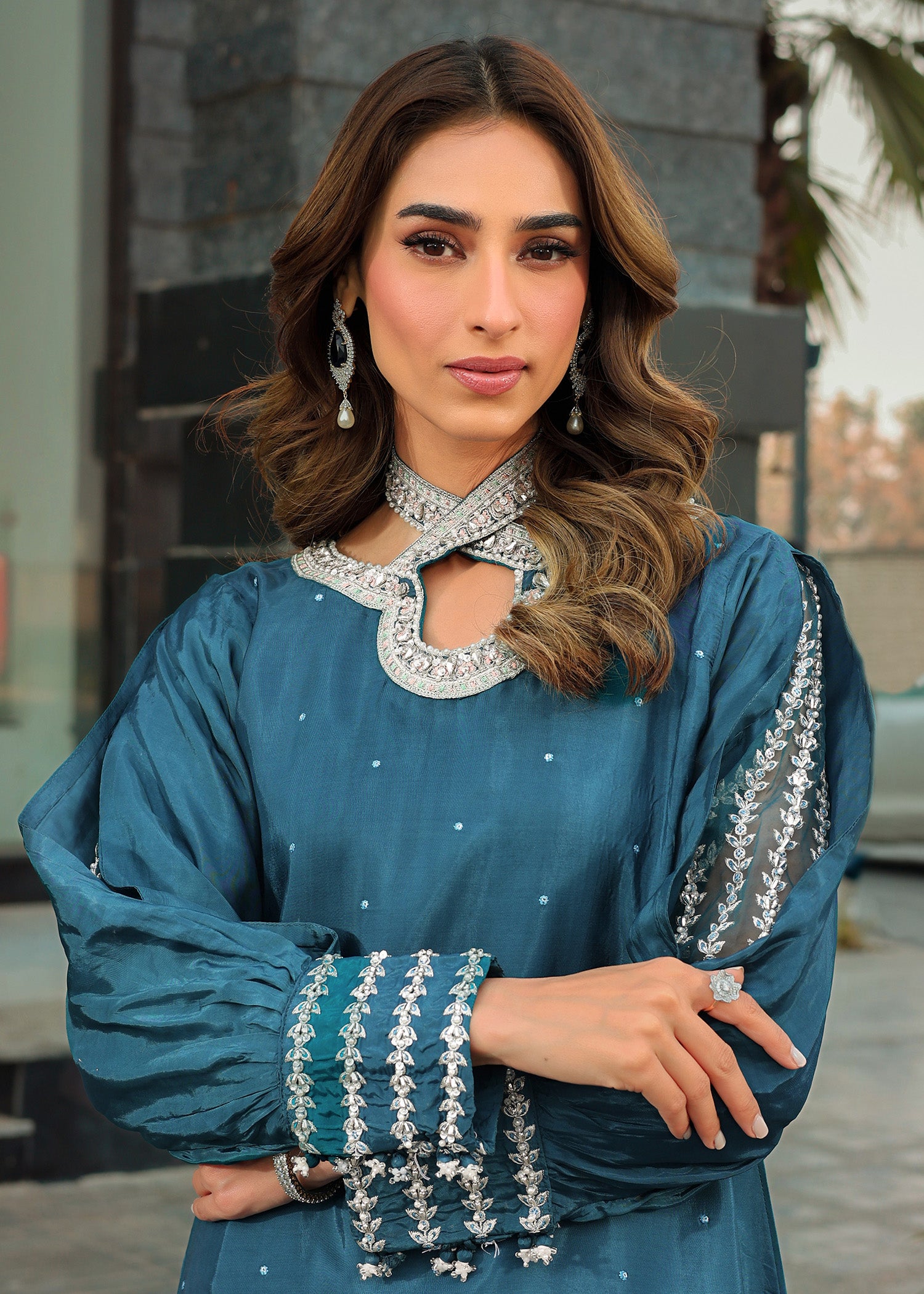 silk Kurta Set in Royal blue