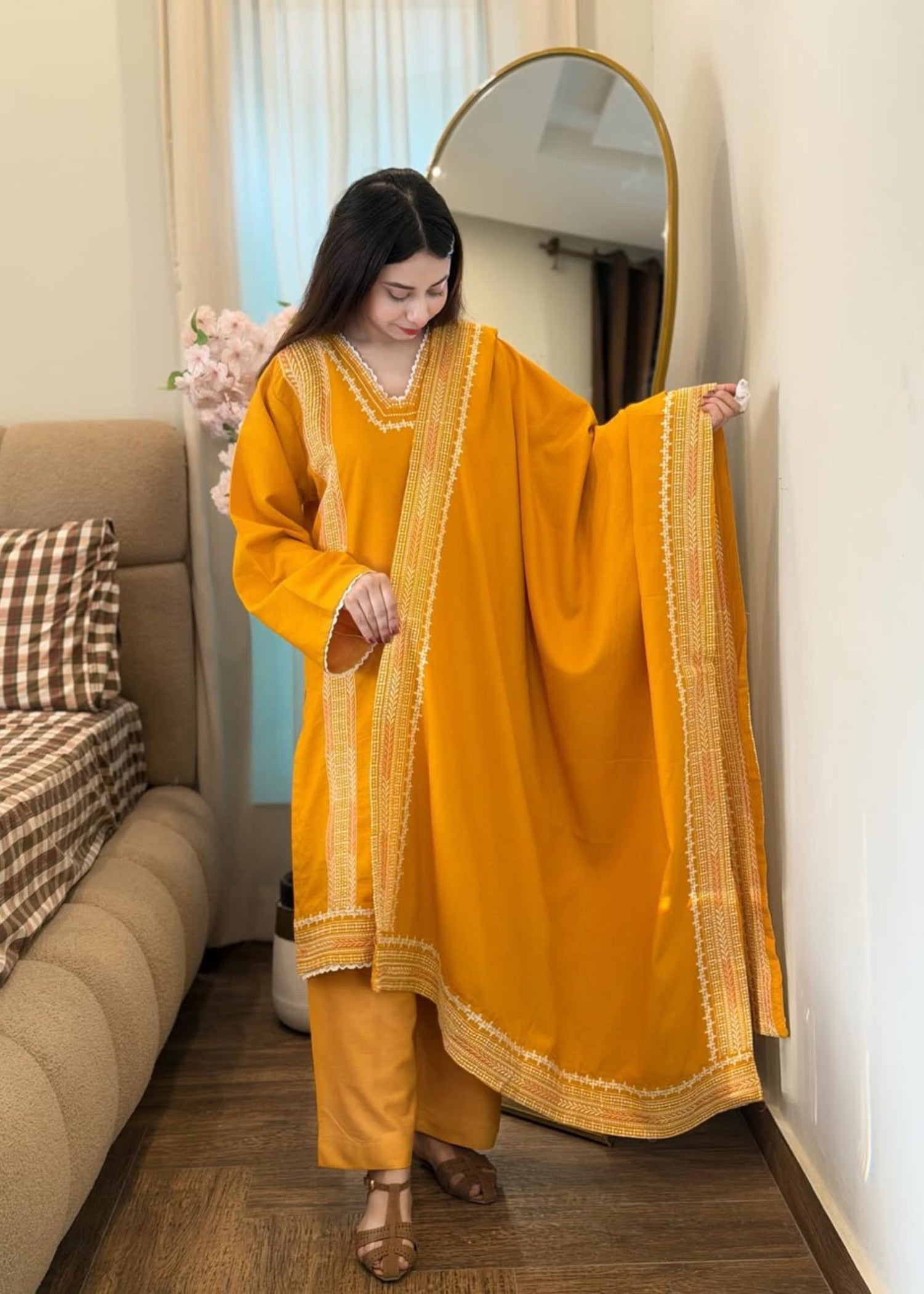 linen Kurta Set in Sunflower