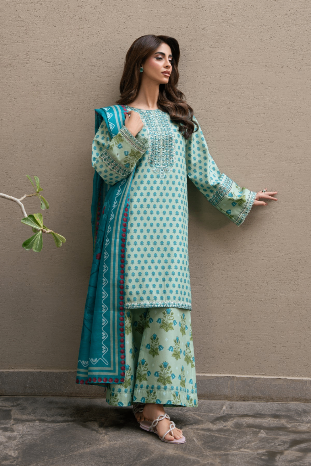 lawn Unstitched in Mint green