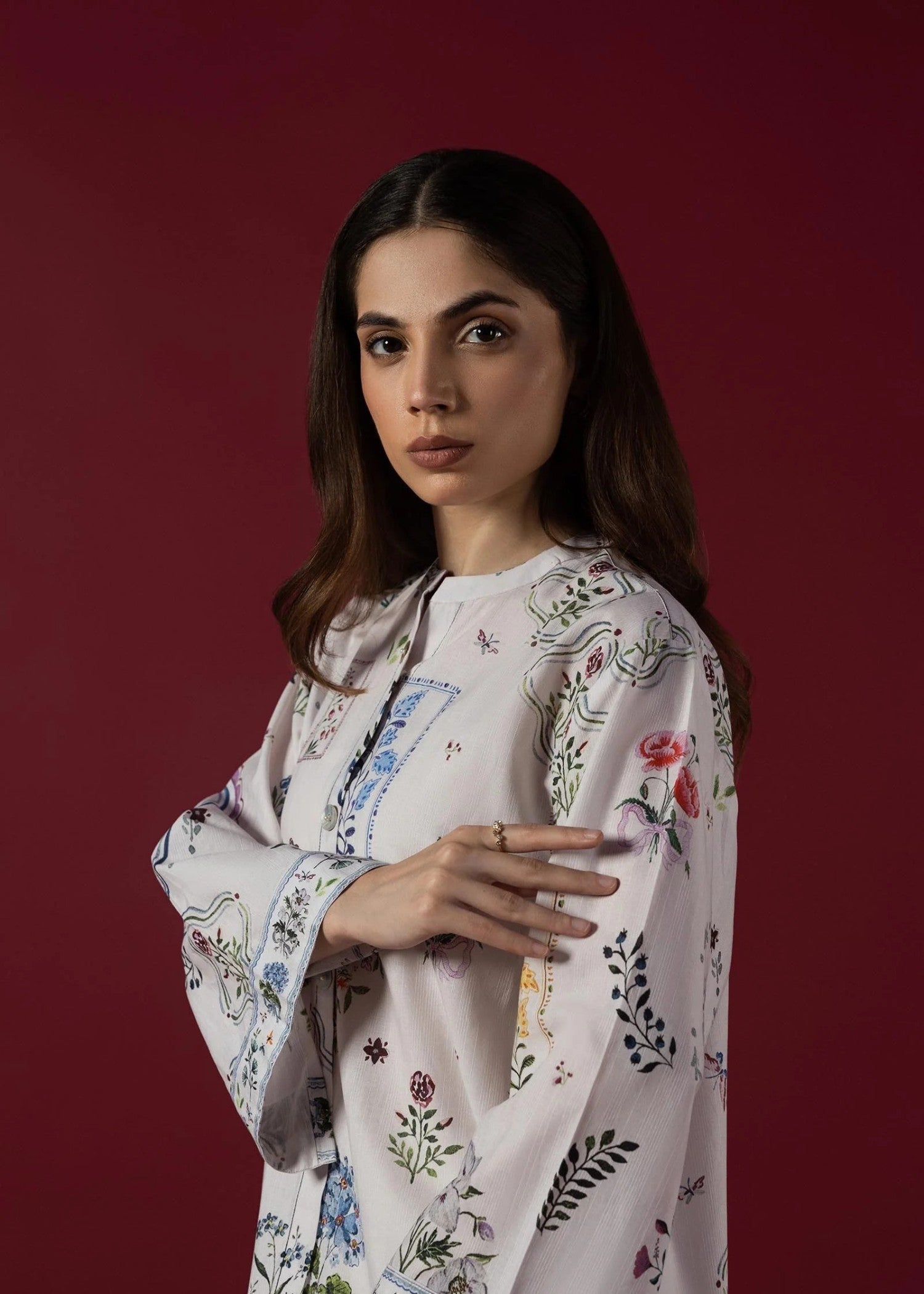 slub lawn Kurti in Ivory