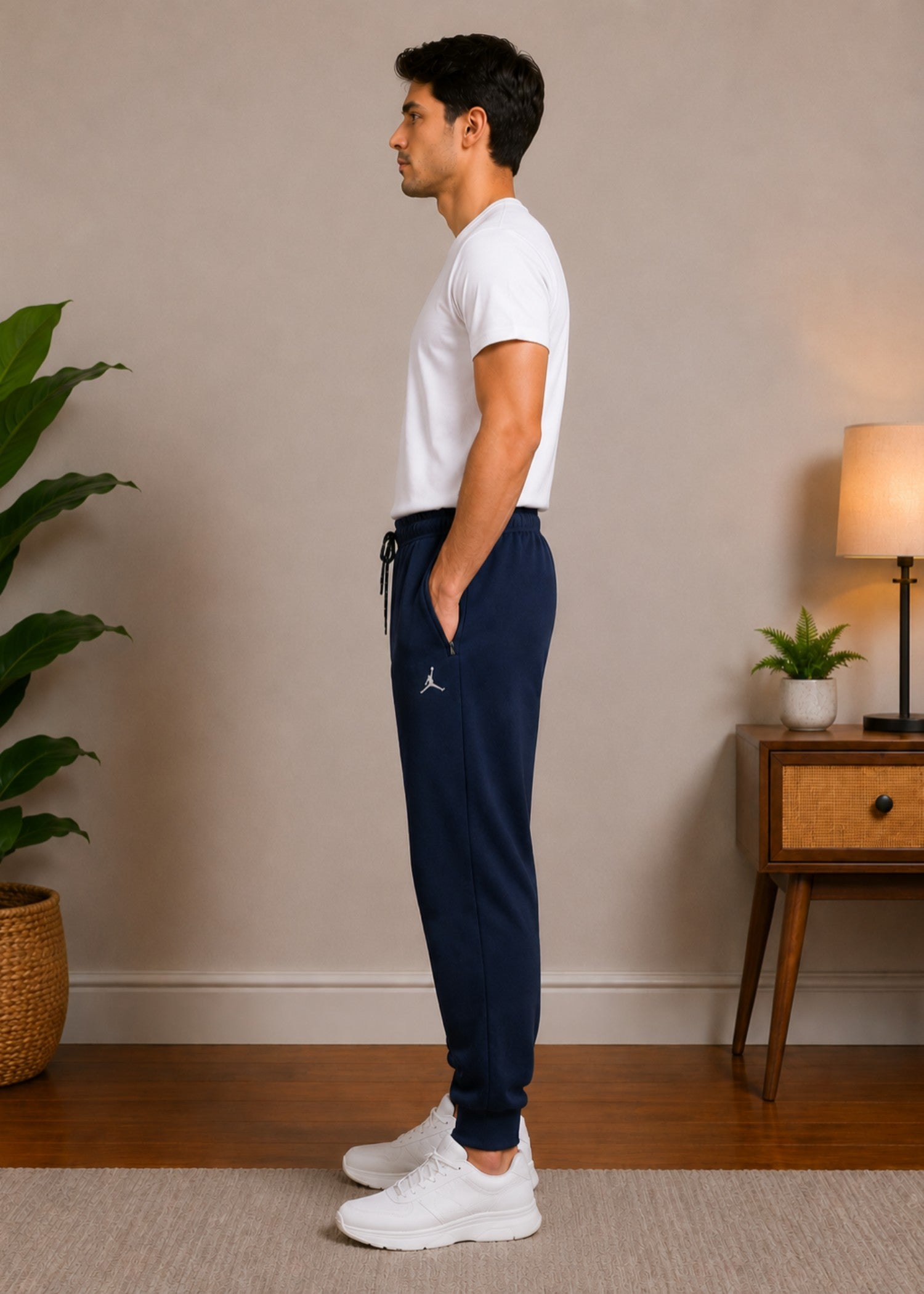 cotton Trousers in Dark blue by Bin Khalid