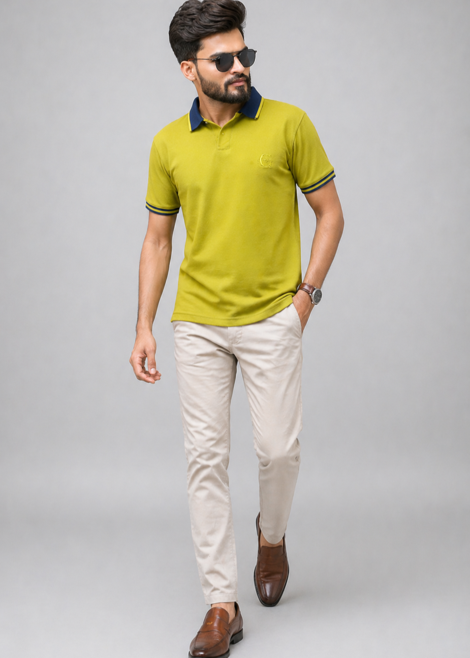 cotton pique Polo Shirt in Pear