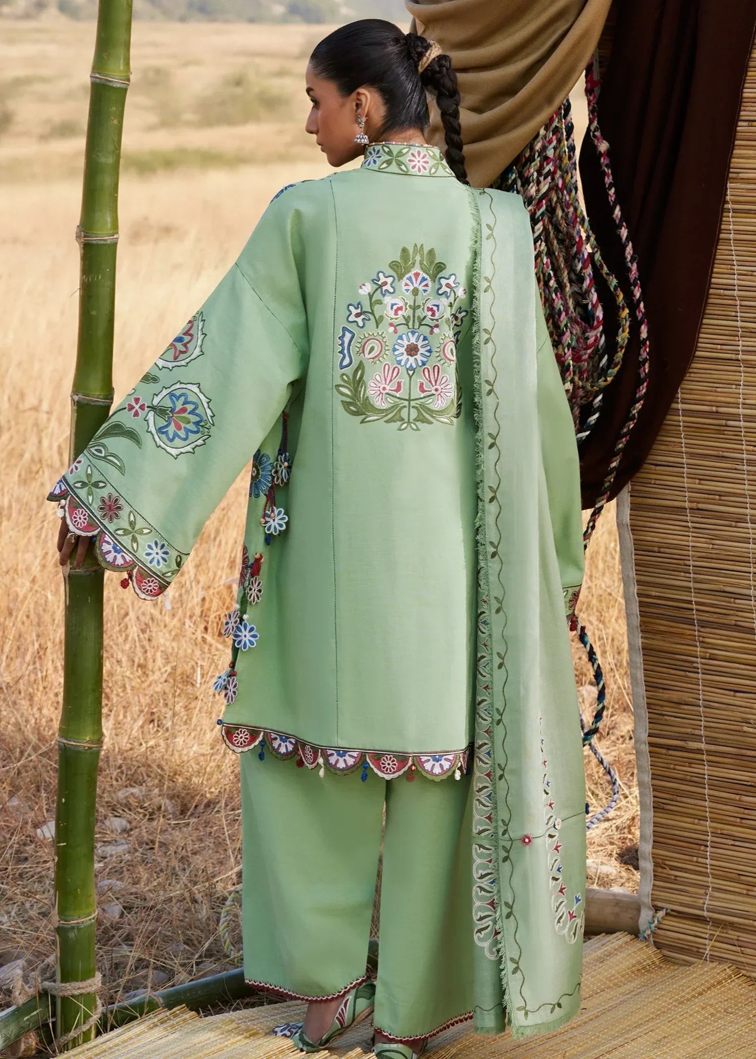 khaddar Unstitched in Mint green
