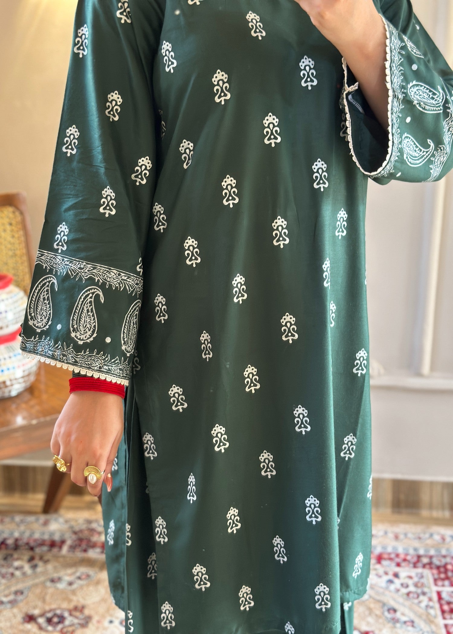 arabic lawn Co Ord Sets in Green