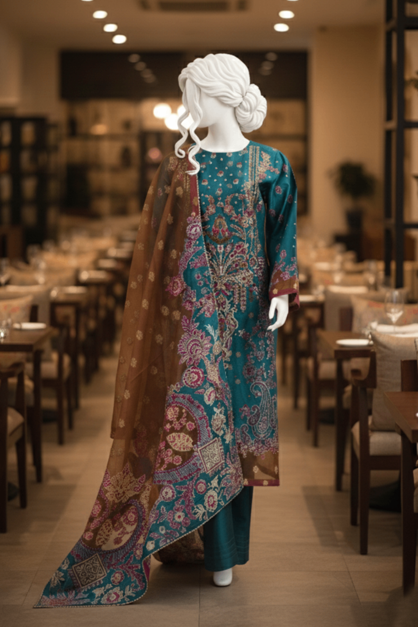 viscose Kurta Set in Pine green