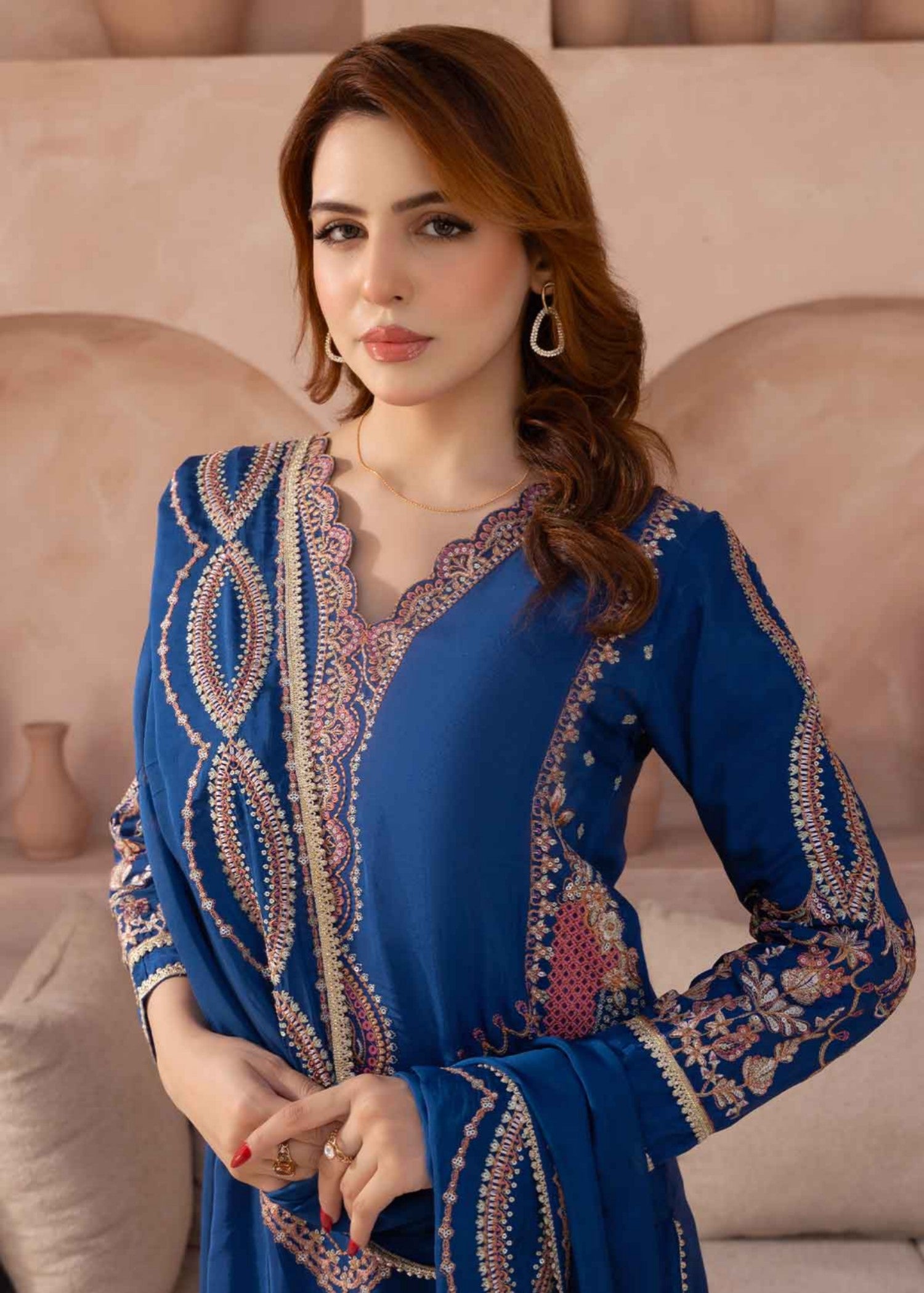 silk grip Kurta Set in Navy blue