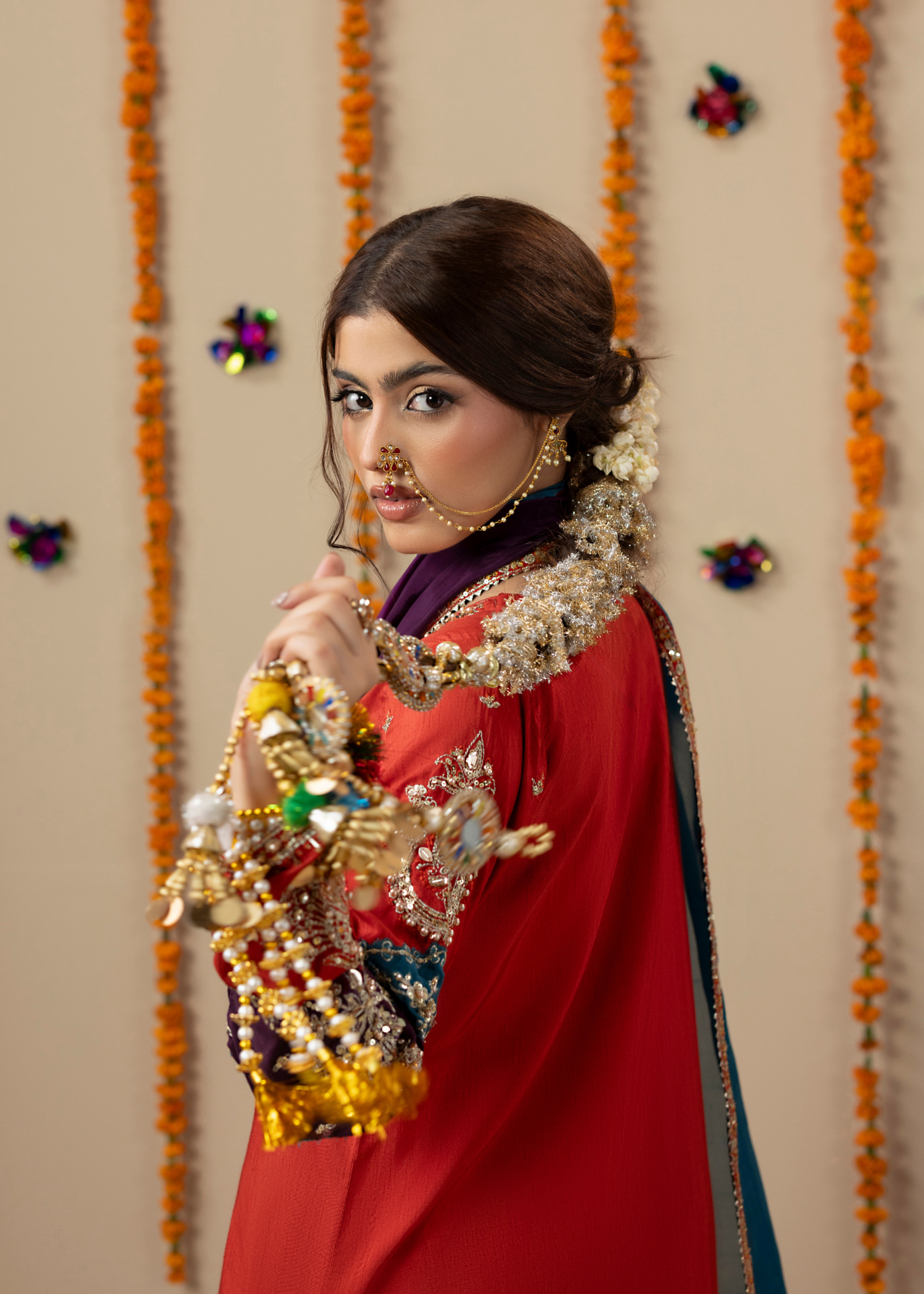 raw silk Kurta Set in Rust orange