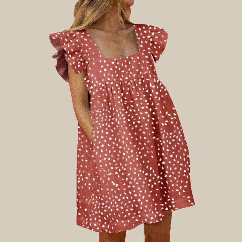 Flirty Ruffled Mini Dress with Square Neckline