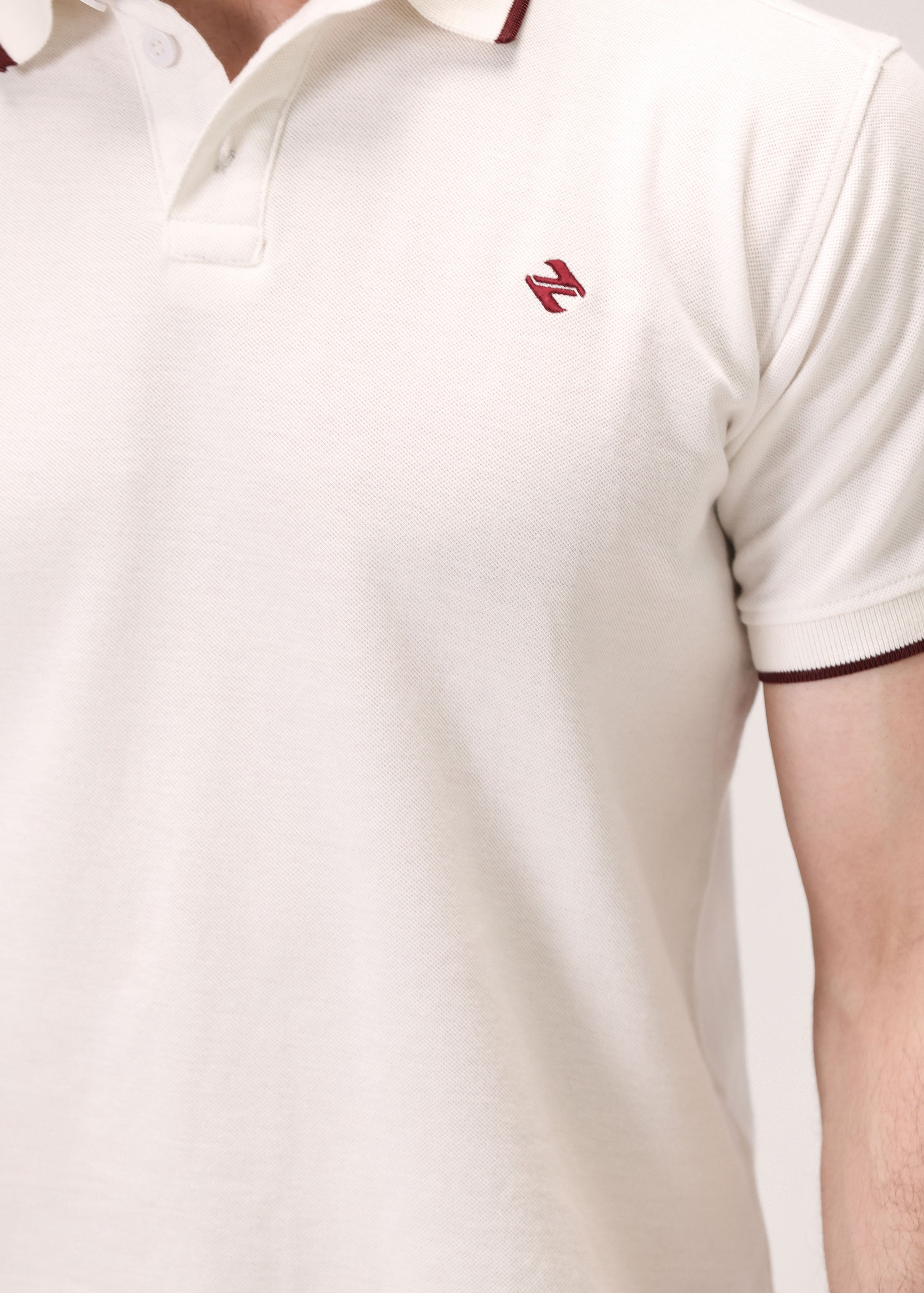 cambric cotton Polo Shirt in White