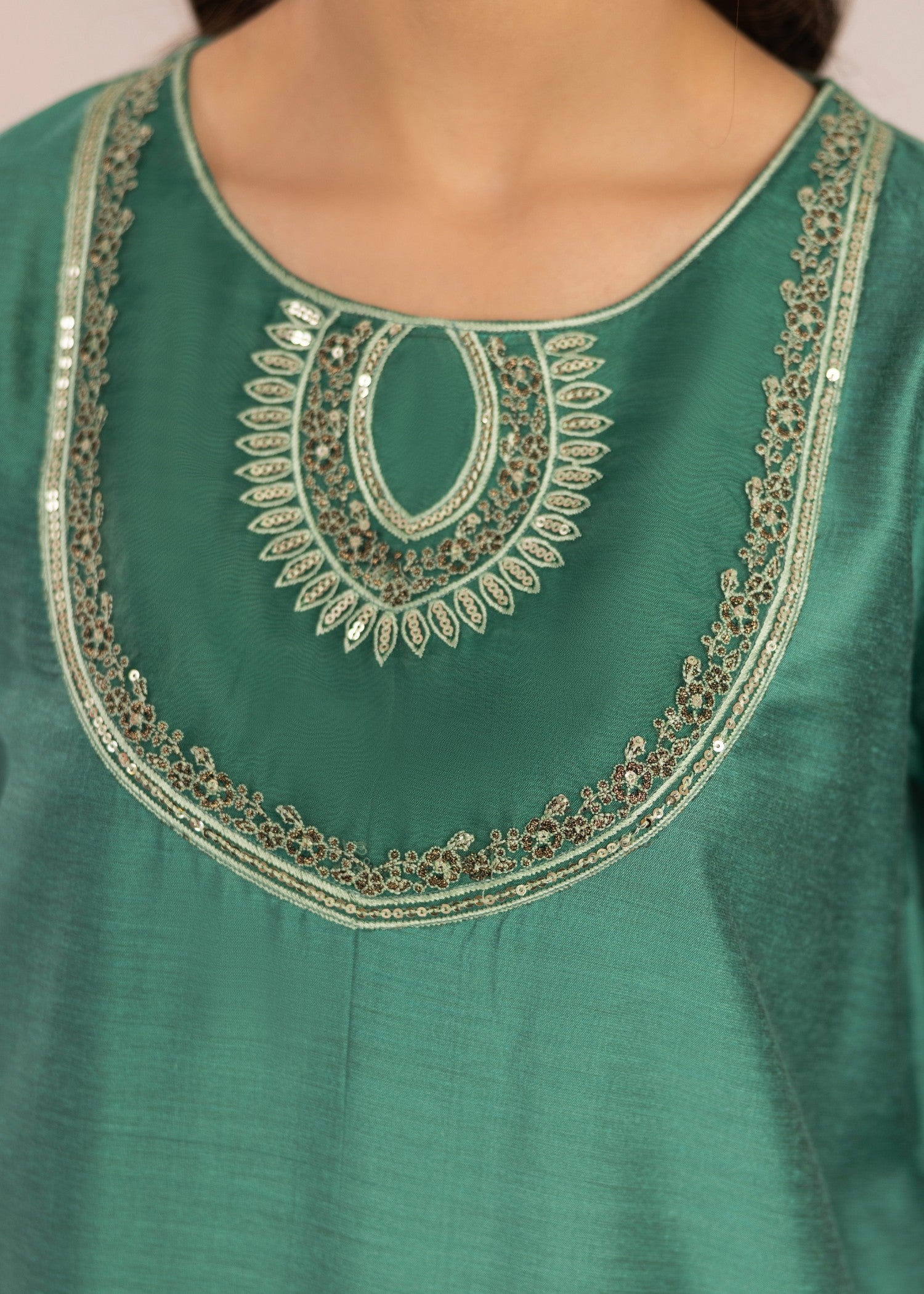 chambray Kurta Set in Aquamarine
