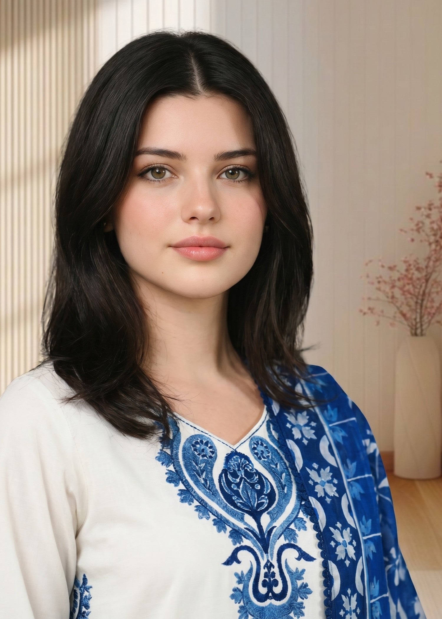 lawn cotton Kurta Set in White