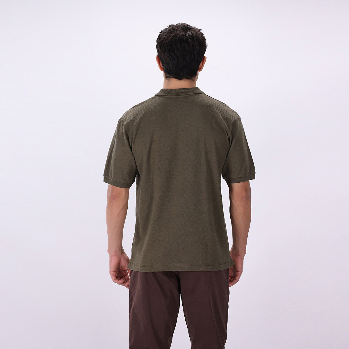 zari cotton Polo Shirt in Olive green