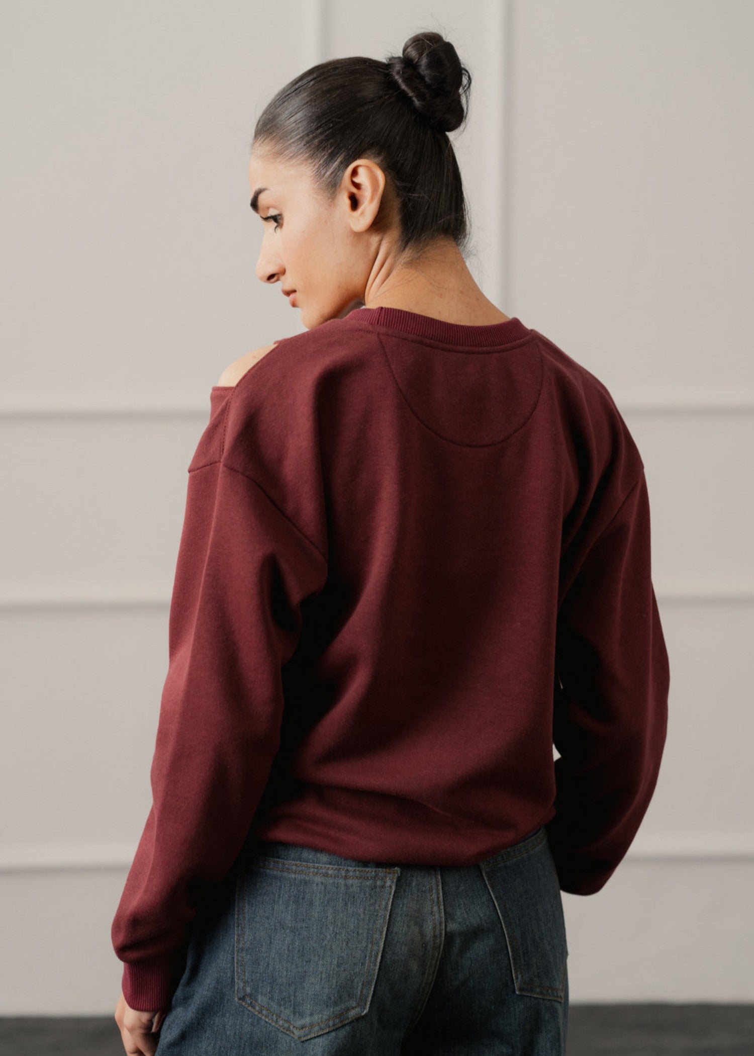polycotton Sweatshirt in Burgundy