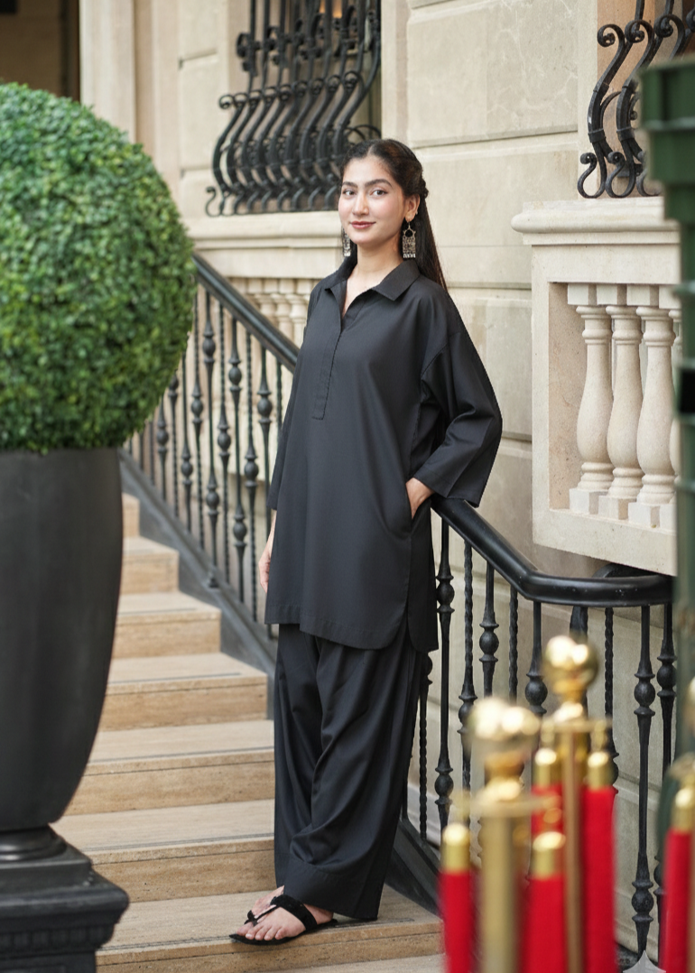 wash & wear Co Ord Sets in Black