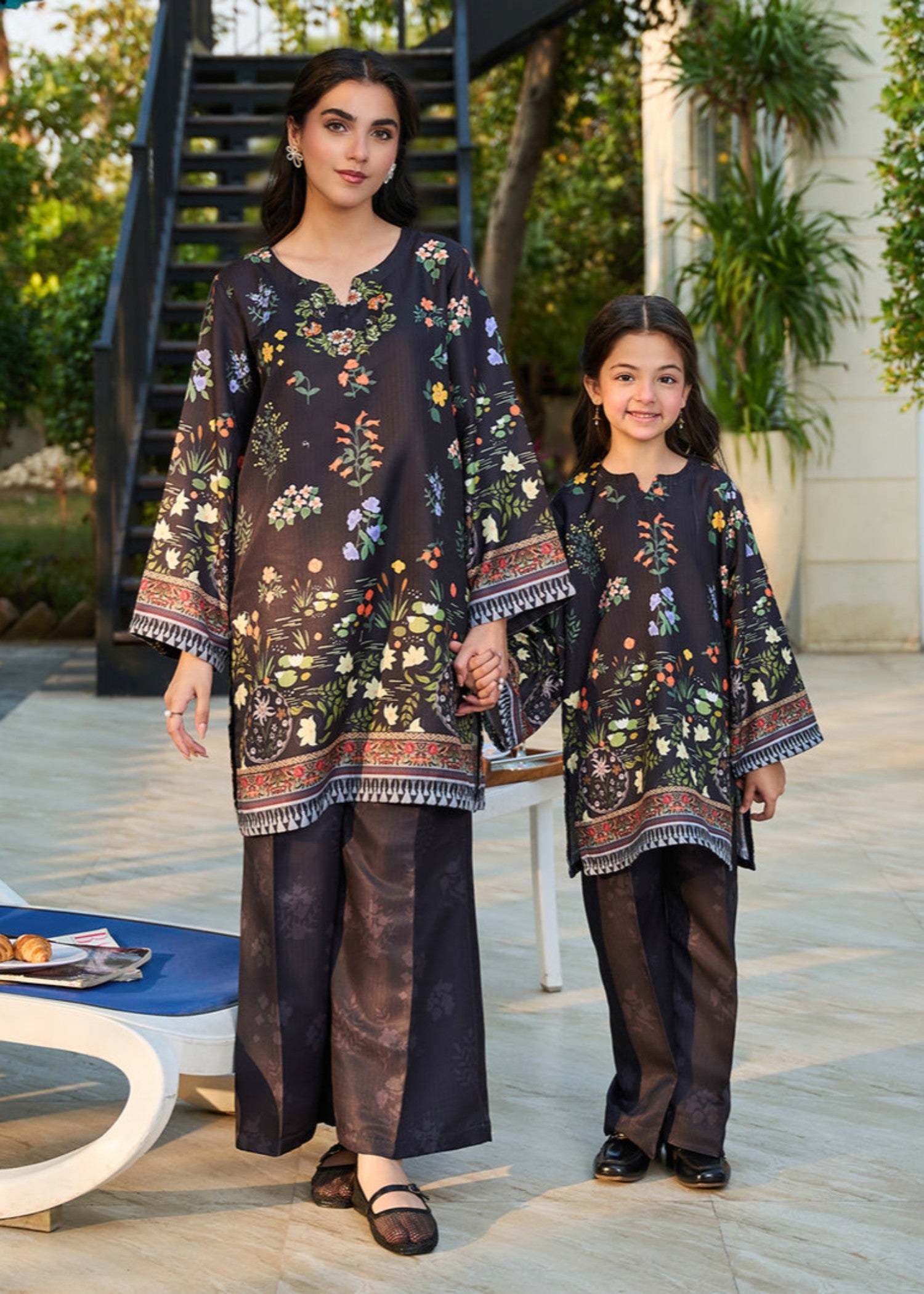 wool Kurta Set in Black
