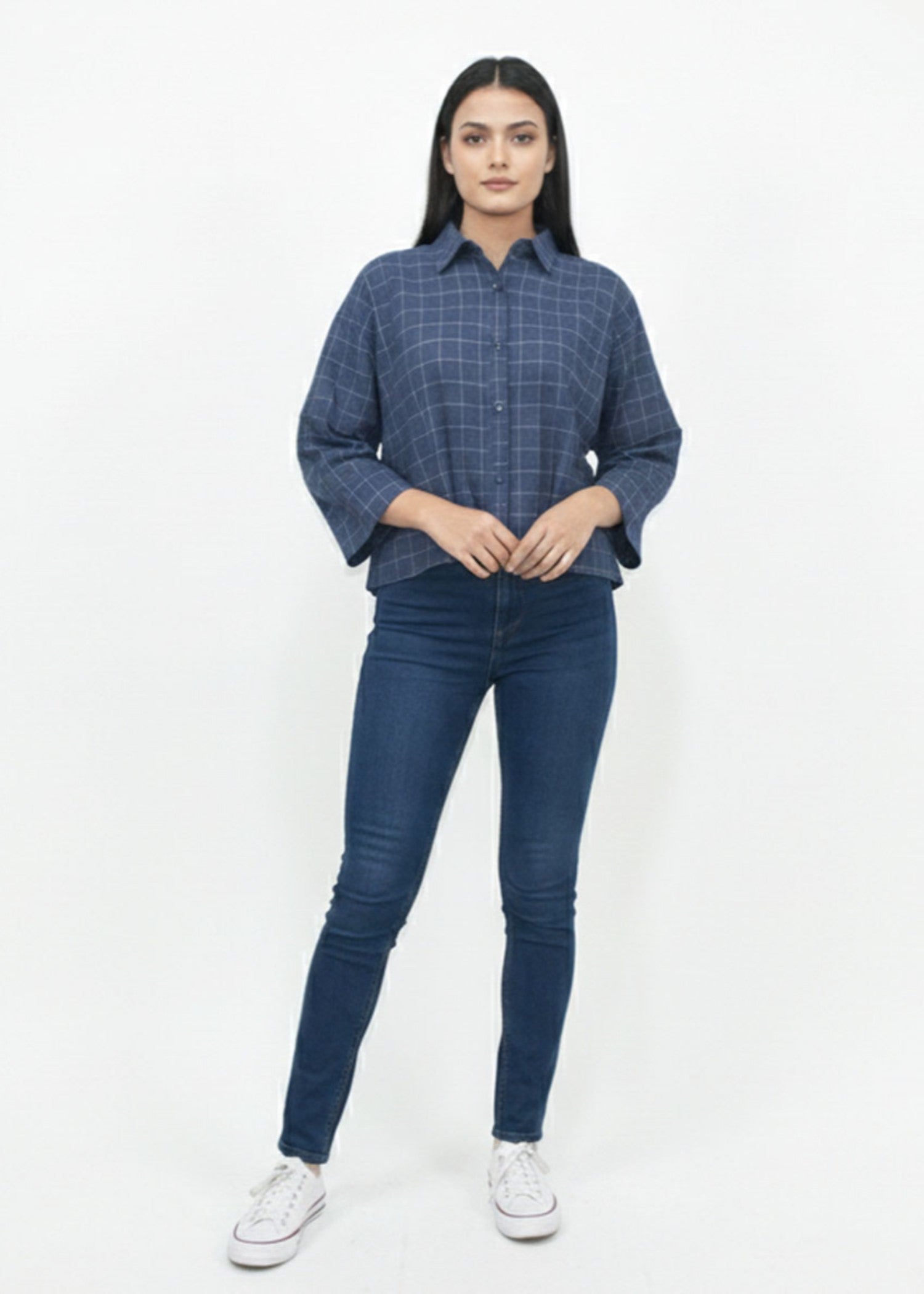 acrylic wool Top in Dark blue