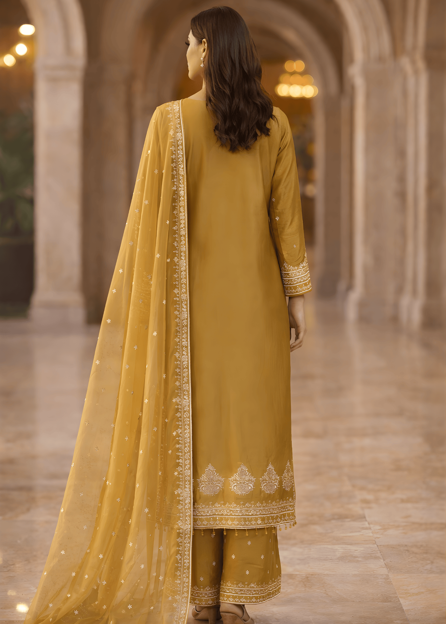 silk Kurta Set in Goldenrod