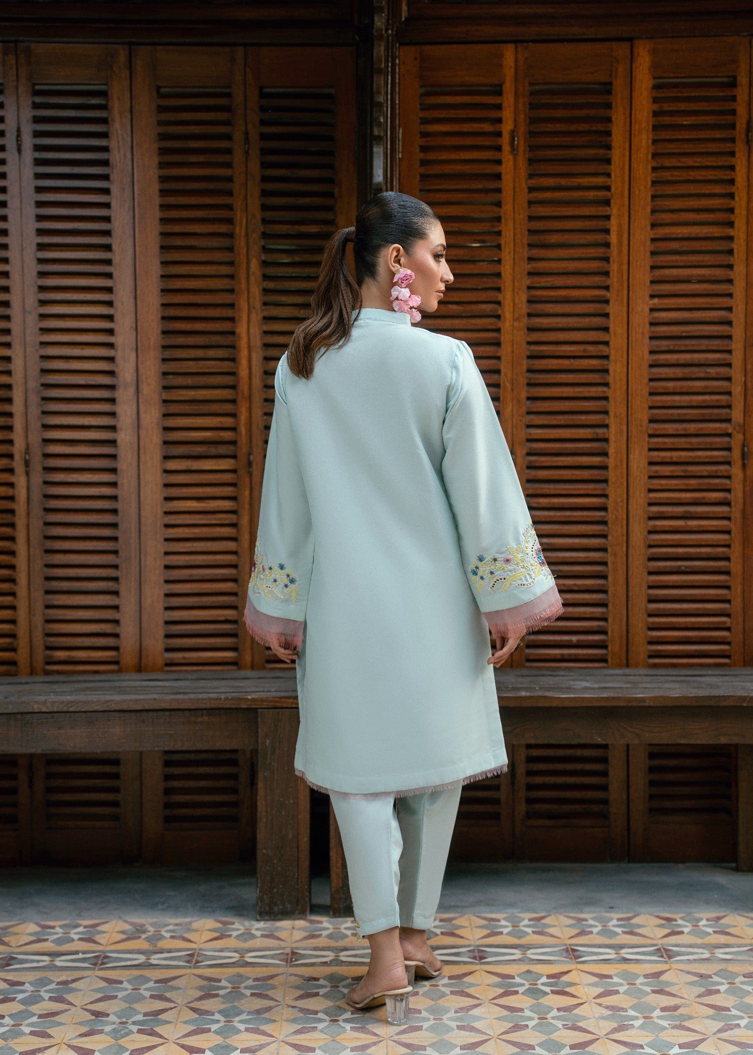 indian raw silk Kurta Set in Sky blue