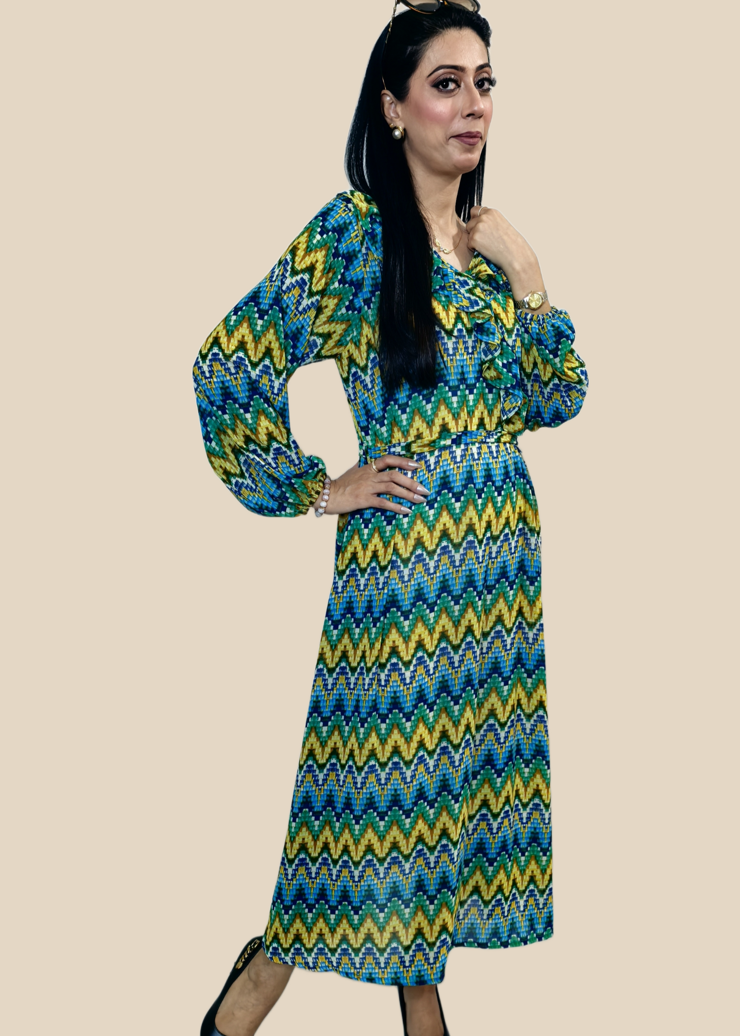 georgette Maxi in Forest green