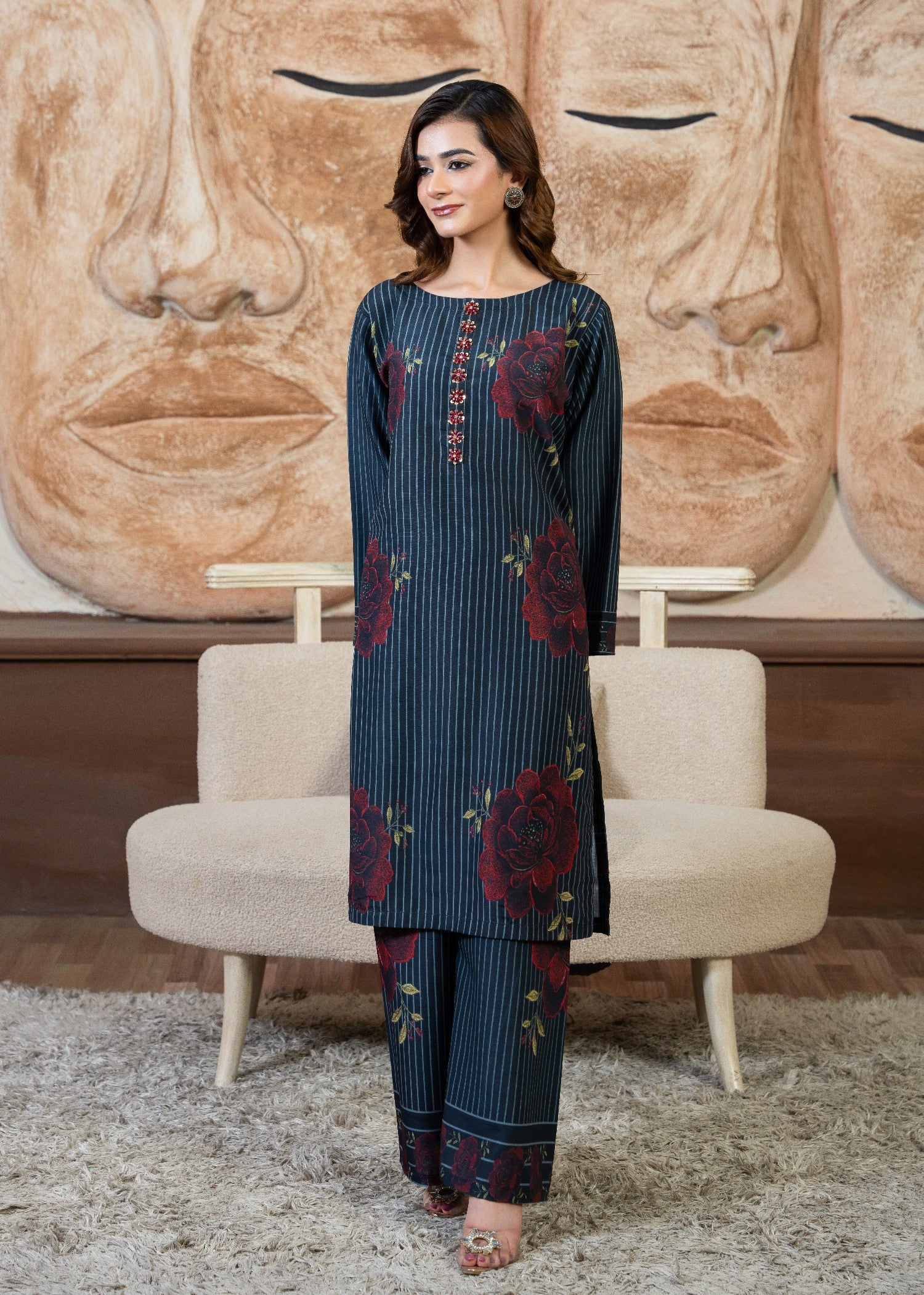 poly viscose Co Ord Sets in Navy blue, maroon
