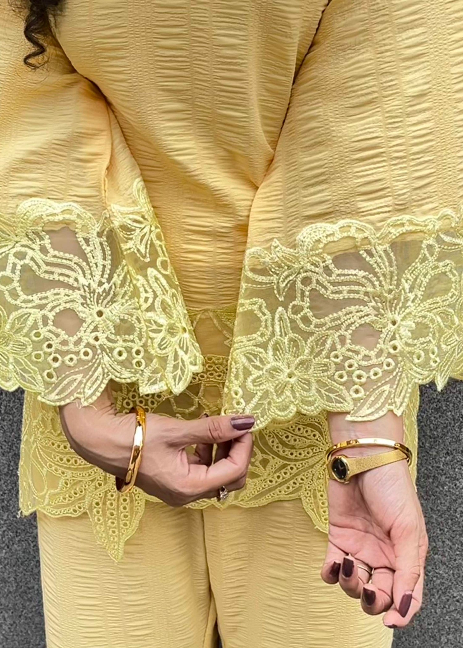 crinkle Kurta Set in Lemon