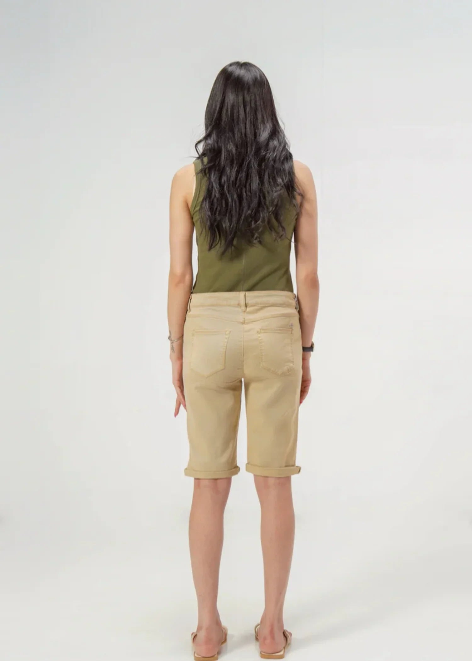 twill cotton Shorts in Beige