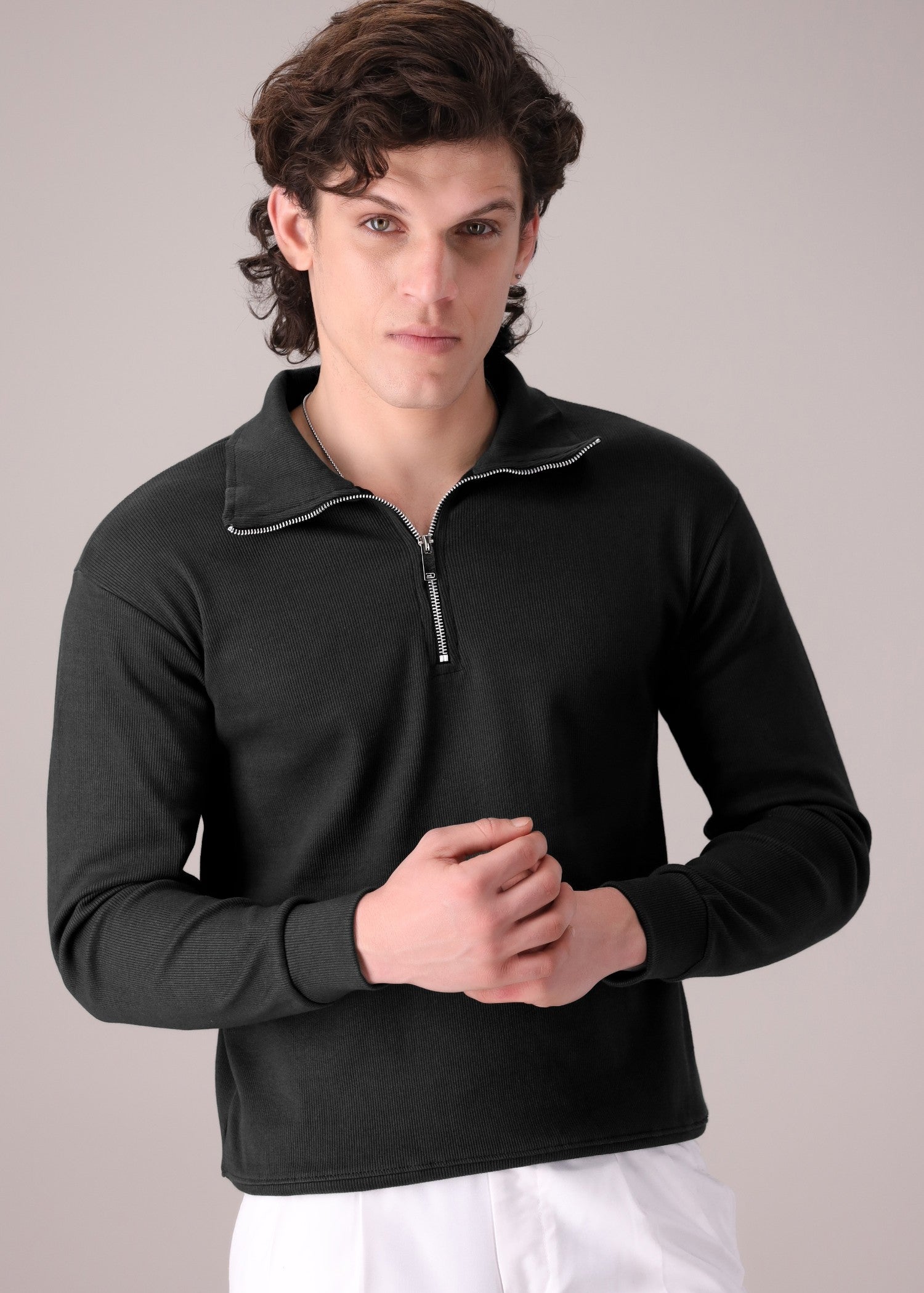 cotton Polo Shirt in Black by Omh