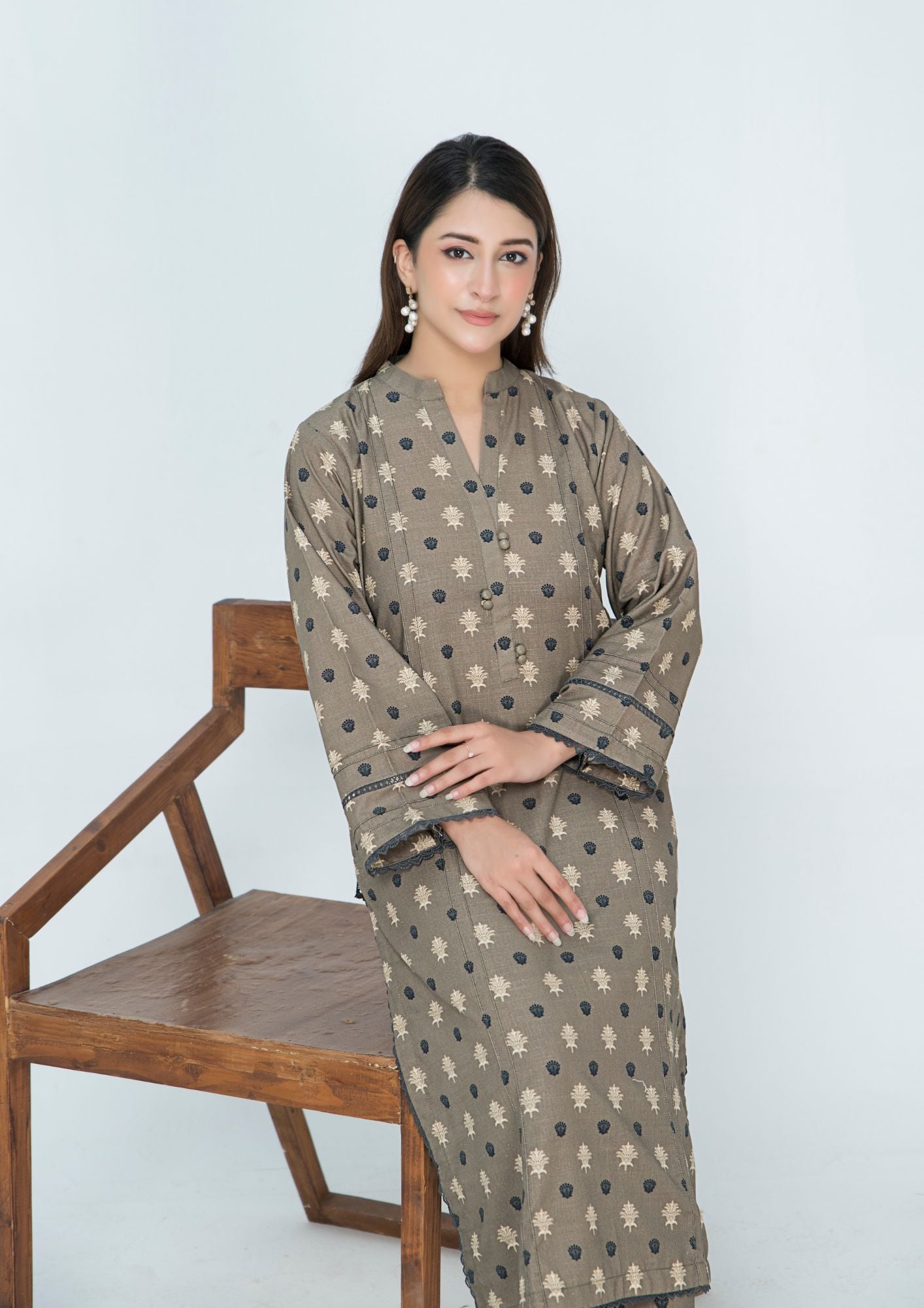 khaddar Co Ord Sets in Dark grey