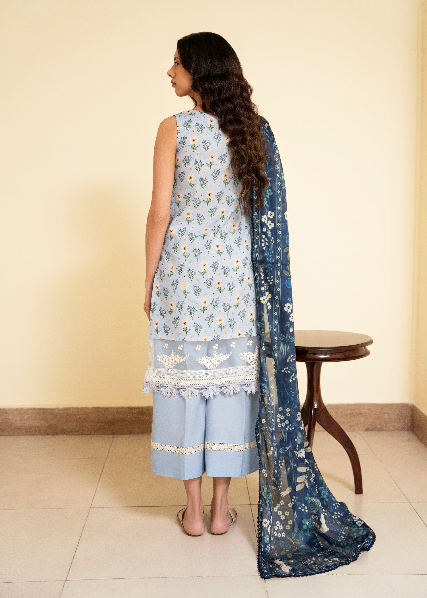 pure cotton Unstitched in Sky blue