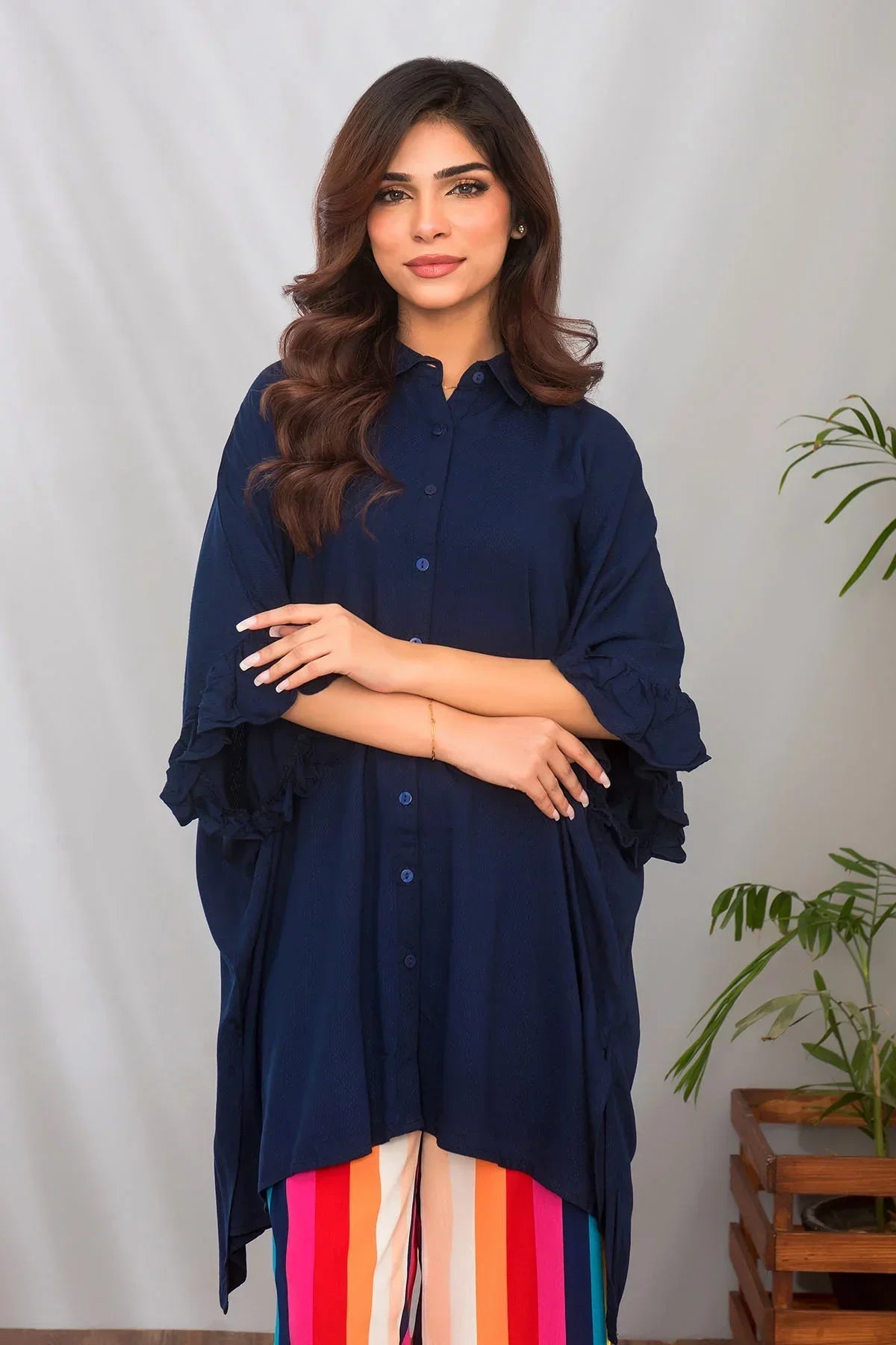 linen Kaftan in Blue