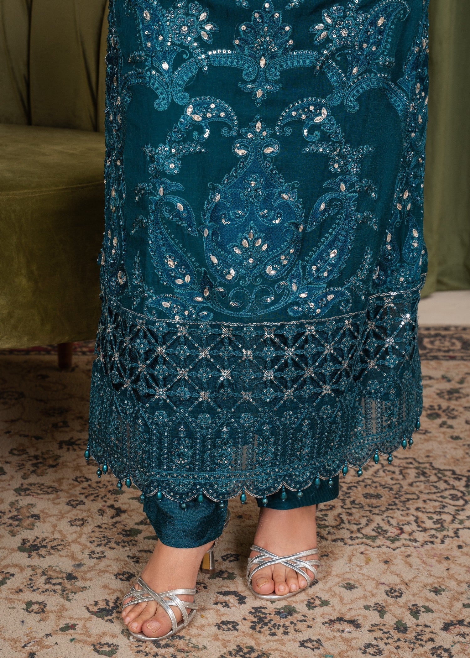 pk chiffon Kurta Set in Twilight blue