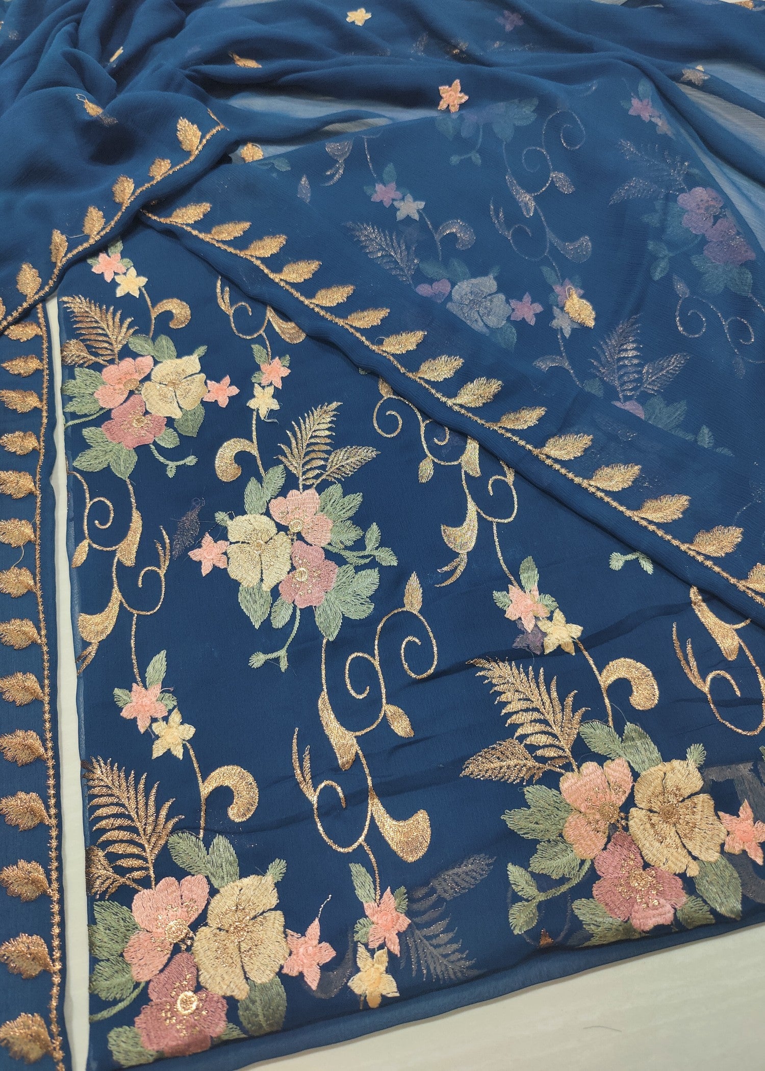 chiffon Unstitched in Sapphire blue