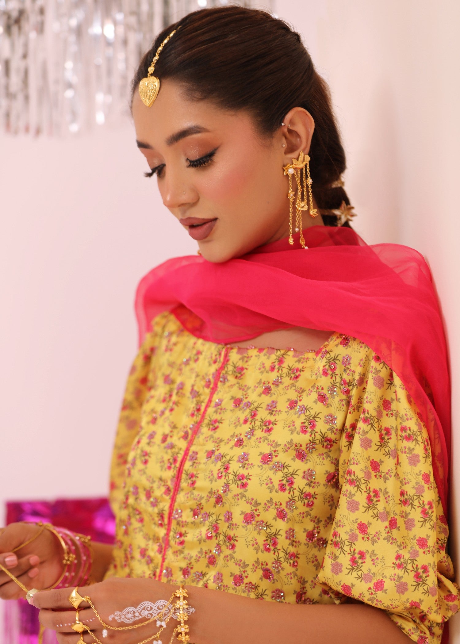 raw silk Gharara in Mustard