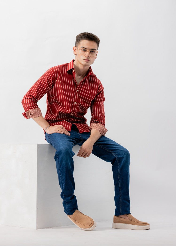 flannel Casual Shirt in Maroon