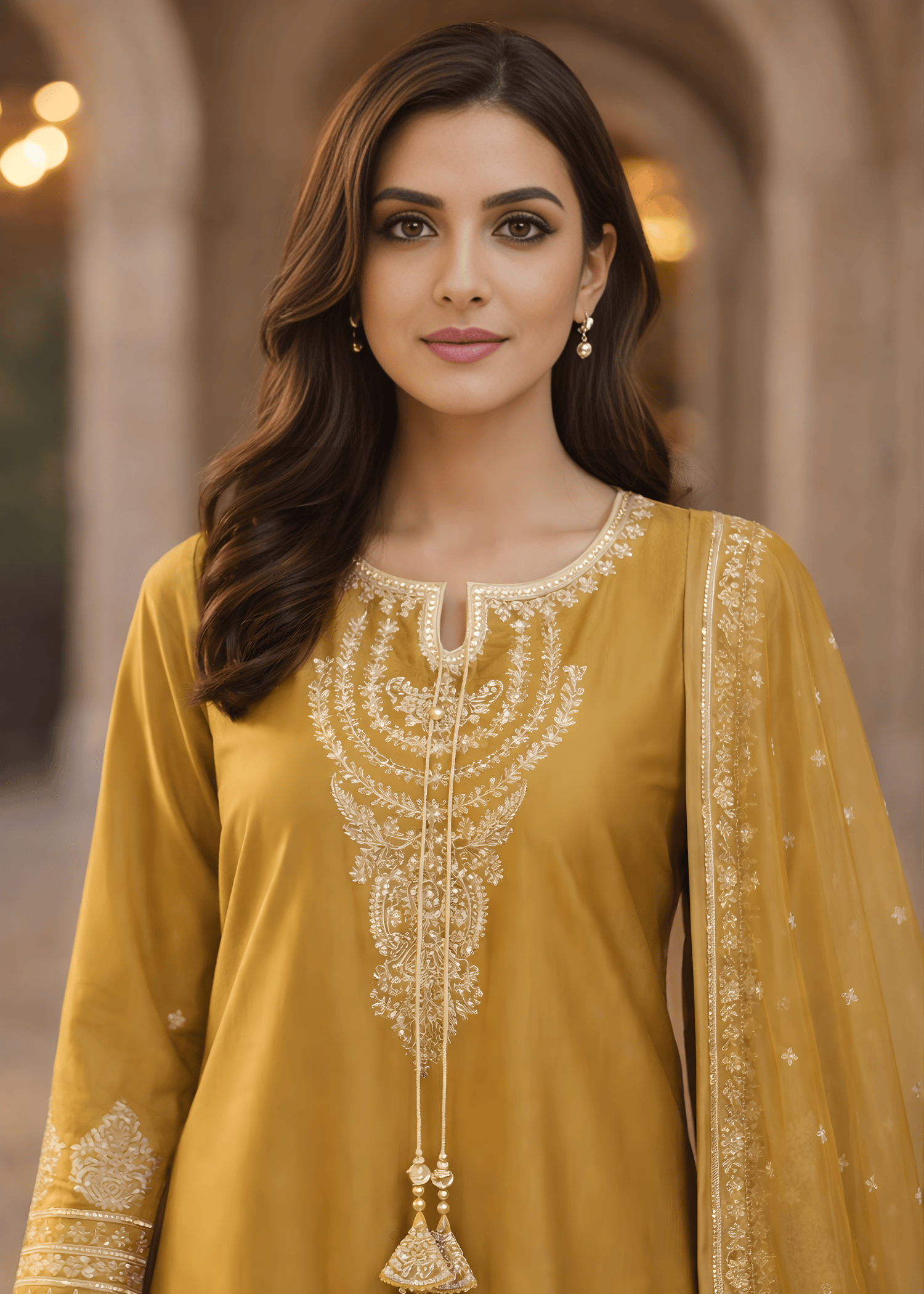 silk Kurta Set in Goldenrod