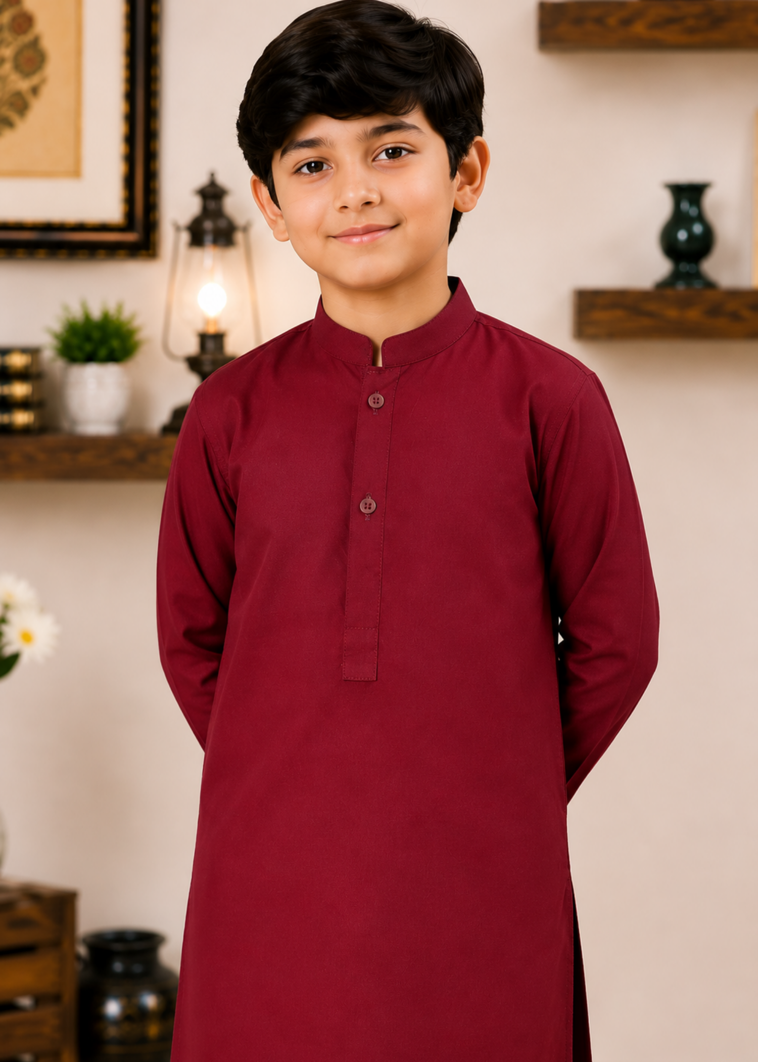 wash & wear Kurta Set in Berry red