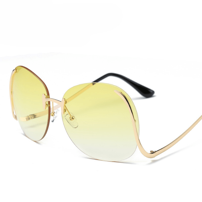 Color Ocean Lens Frameless Bent-Leg Sunglasses