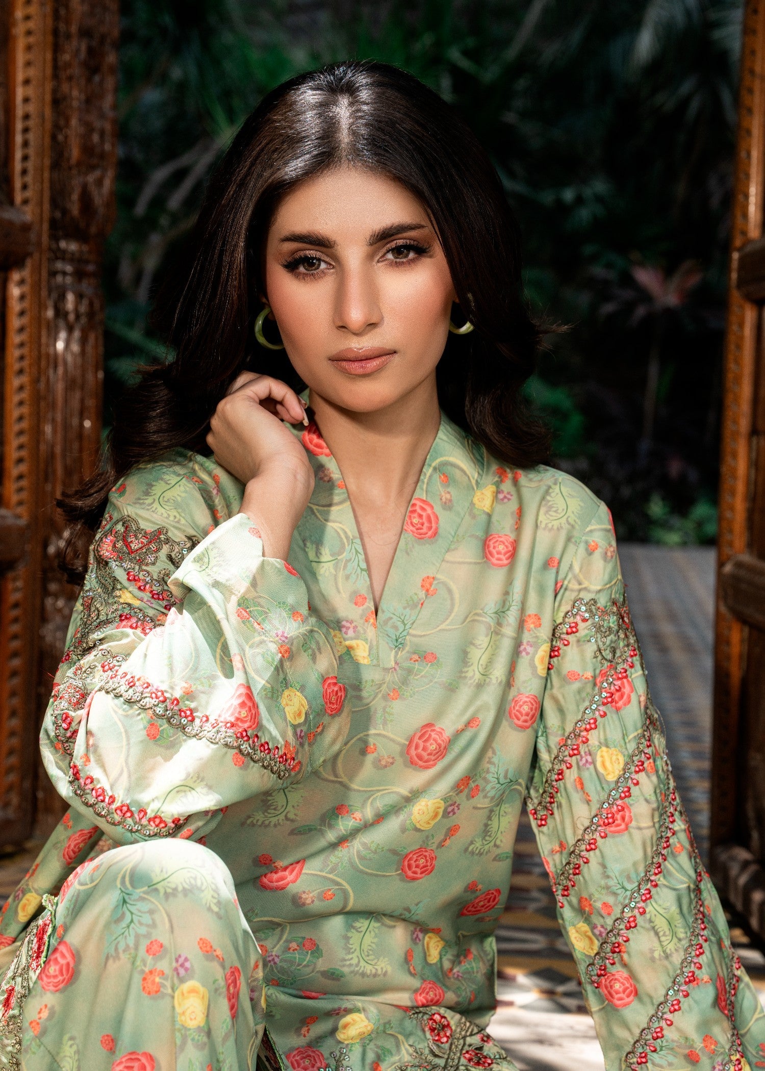 poly silk Co Ord Sets in Apple green