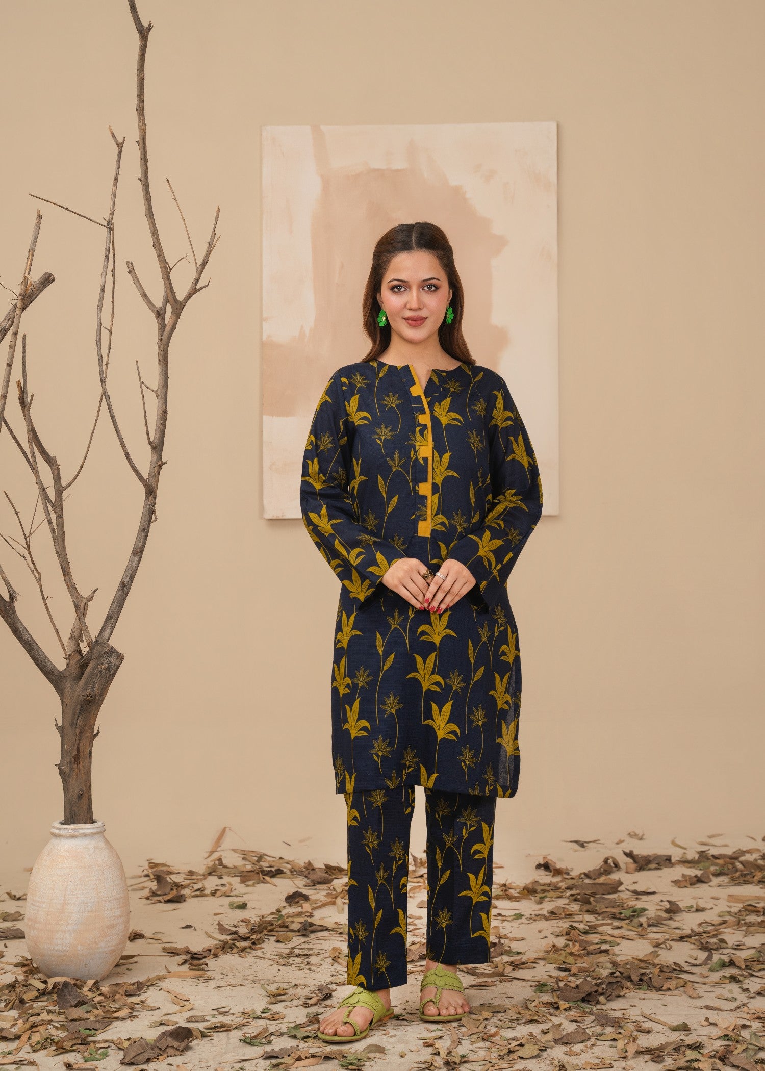 lawn Co Ord Sets in Moonlight blue, goldenrod