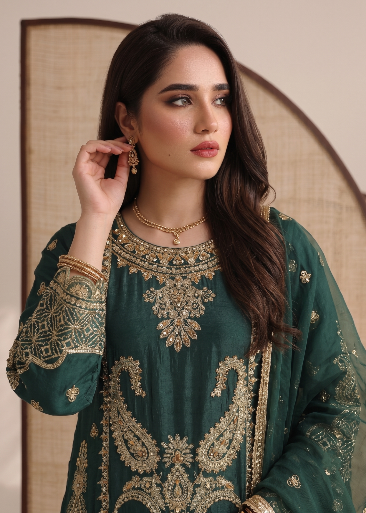 organza Gharara in Teal