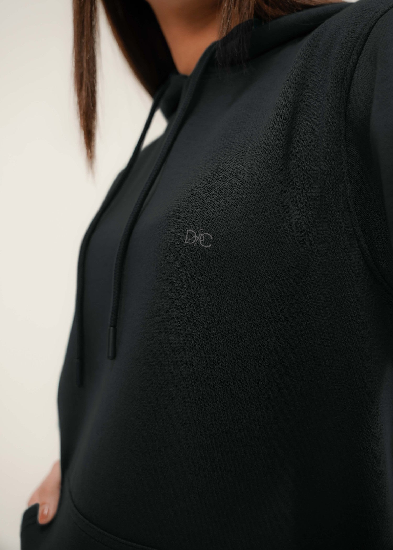 fleece Hoodie in Black
