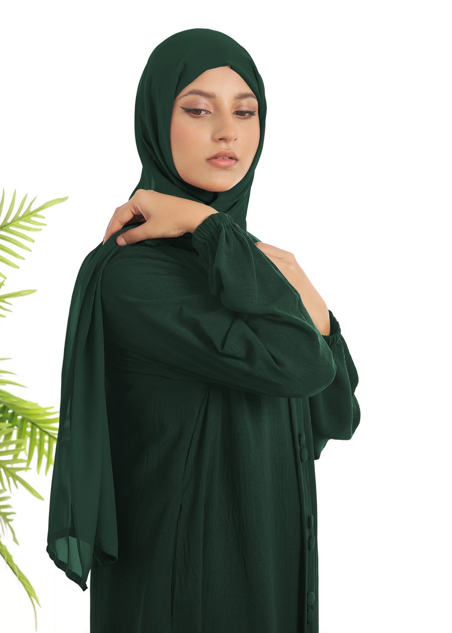 polyester Abaya in Green